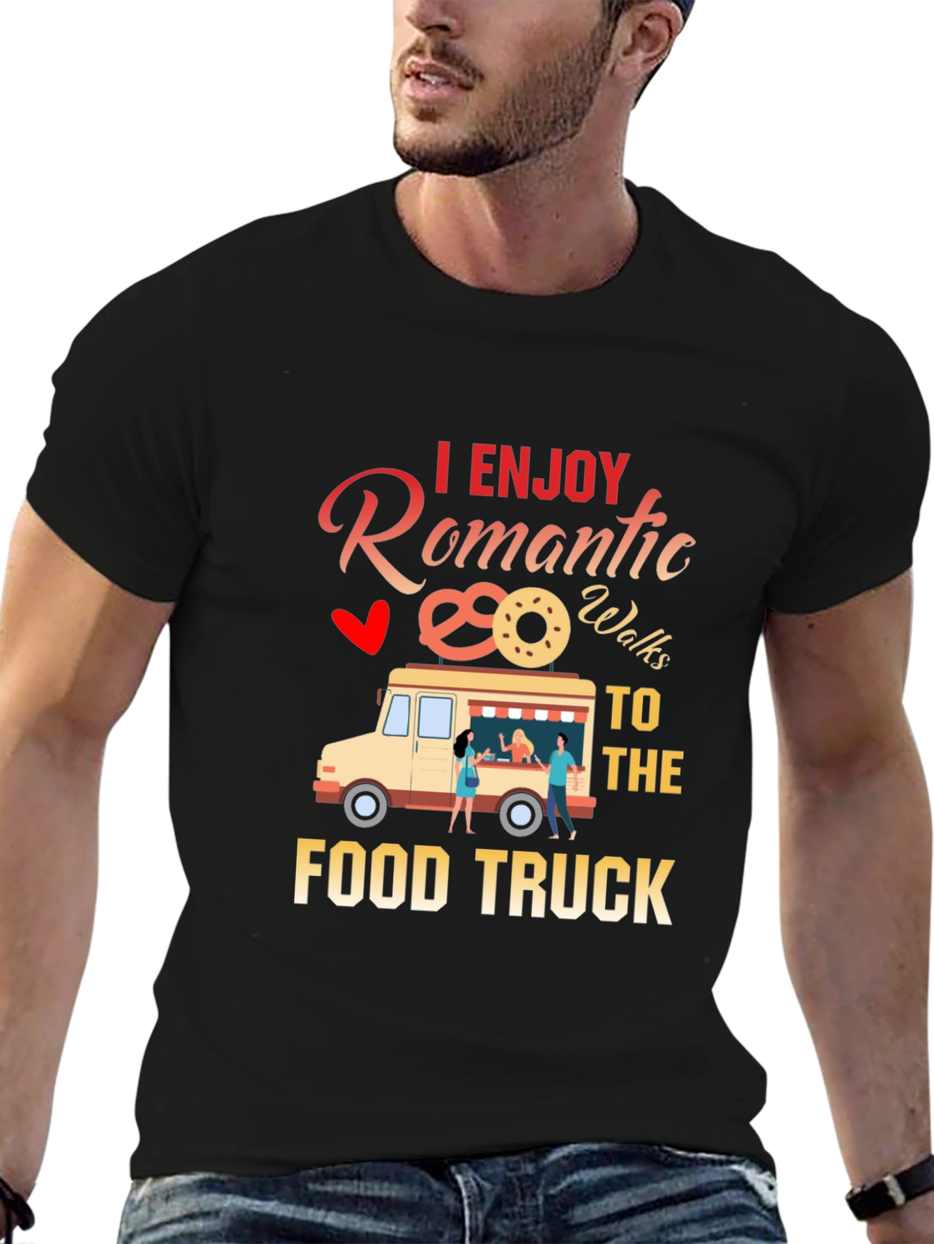 Black Romantic Food Truck T-Shirt view 6