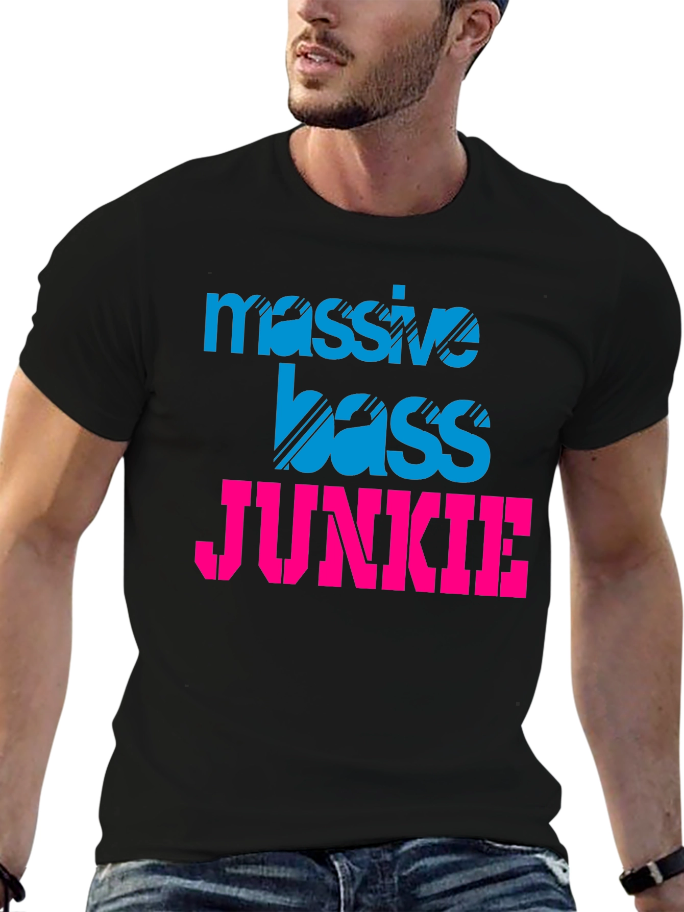Black Massive Bass Junkie Black Graphic Tee view 6