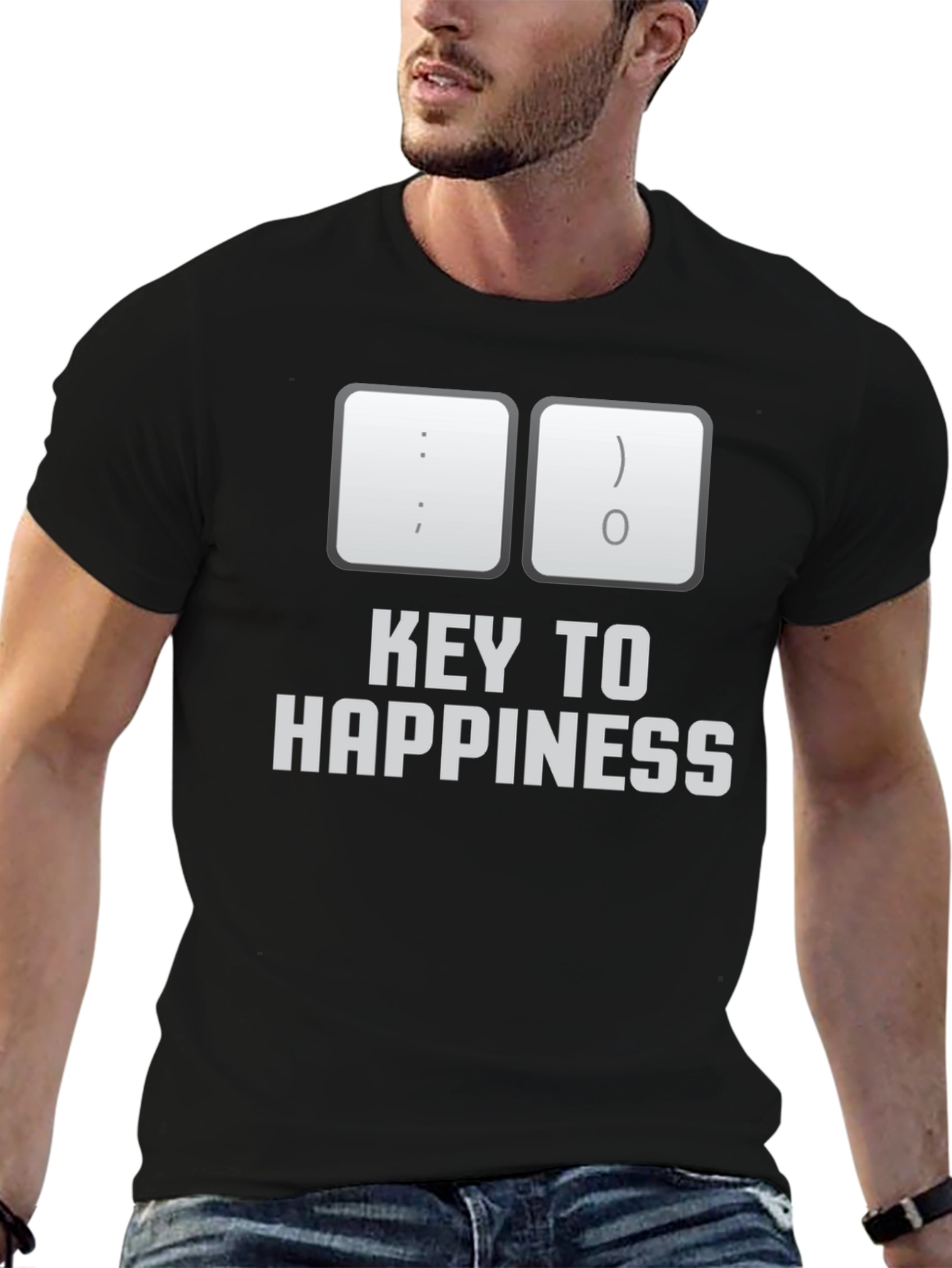 Black Key to Happiness T-Shirt - Programmer Humor Tee view 6