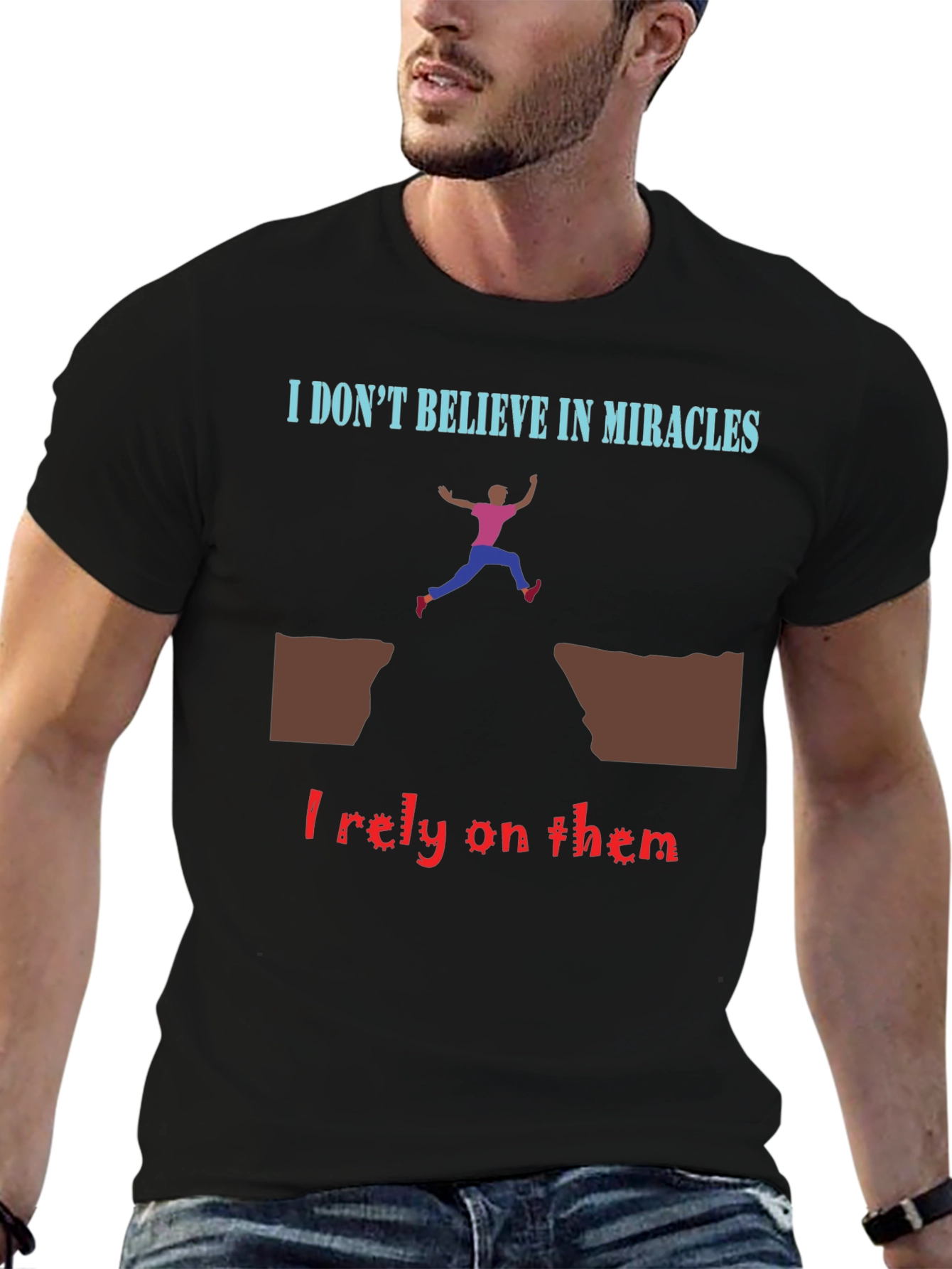 Black Miracle Reliance T-Shirt - Bold Statement Tee view 6