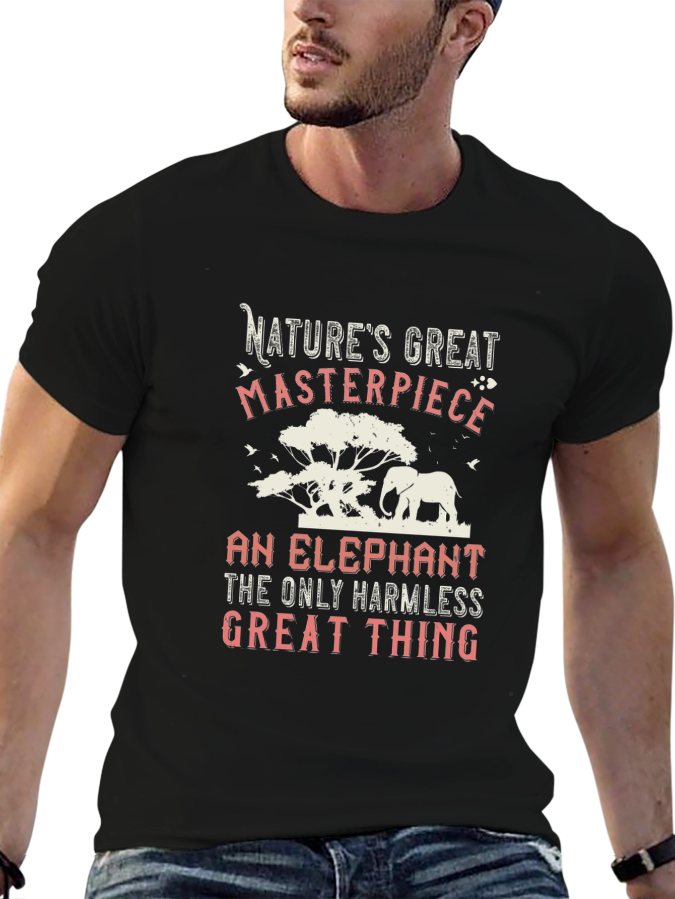 Black Nature's Masterpiece Elephant Graphic T-Shirt view 6