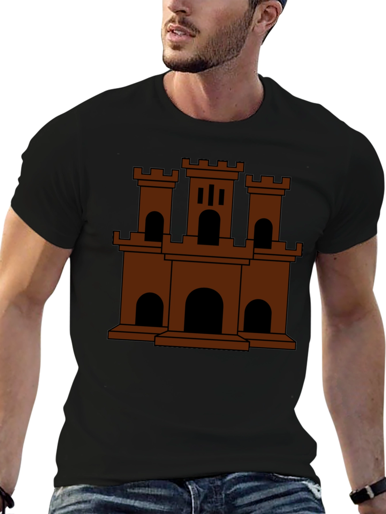 Black Castle Graphic Tee - Classic Brown Design view 6