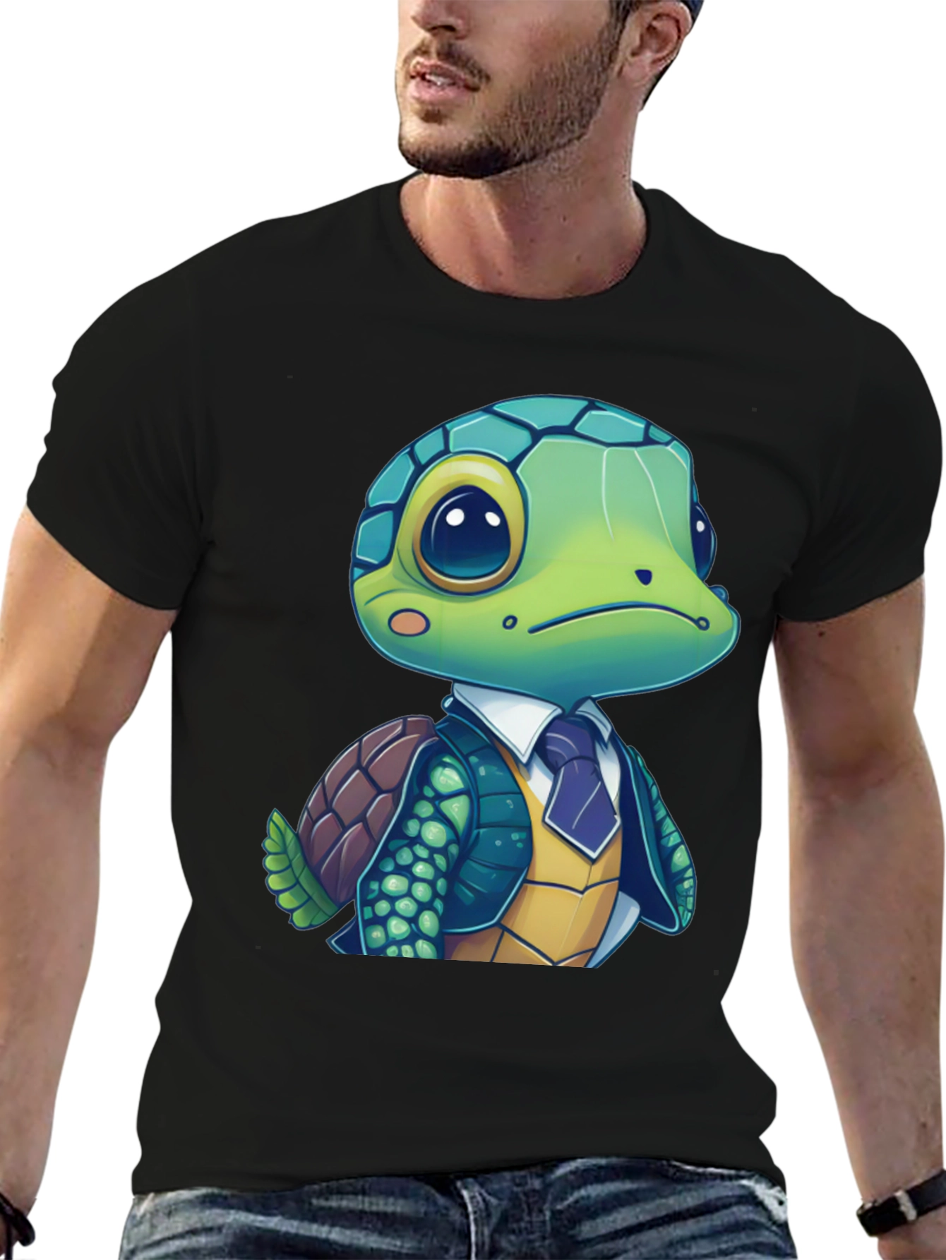 Black Turtle in Suit Graphic Tee - Premium Cotton Blend view 6