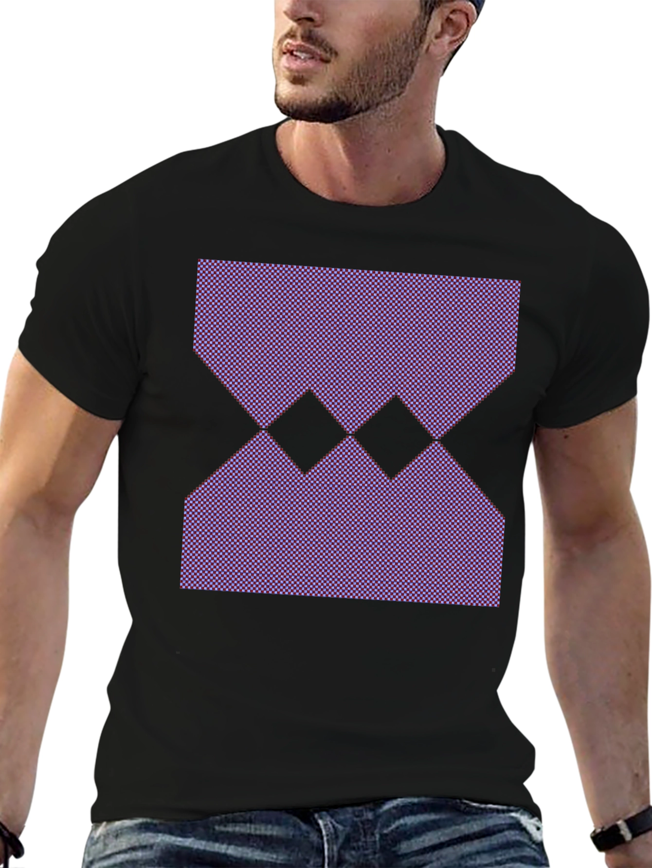Black Geometric Pattern Black T-Shirt view 6