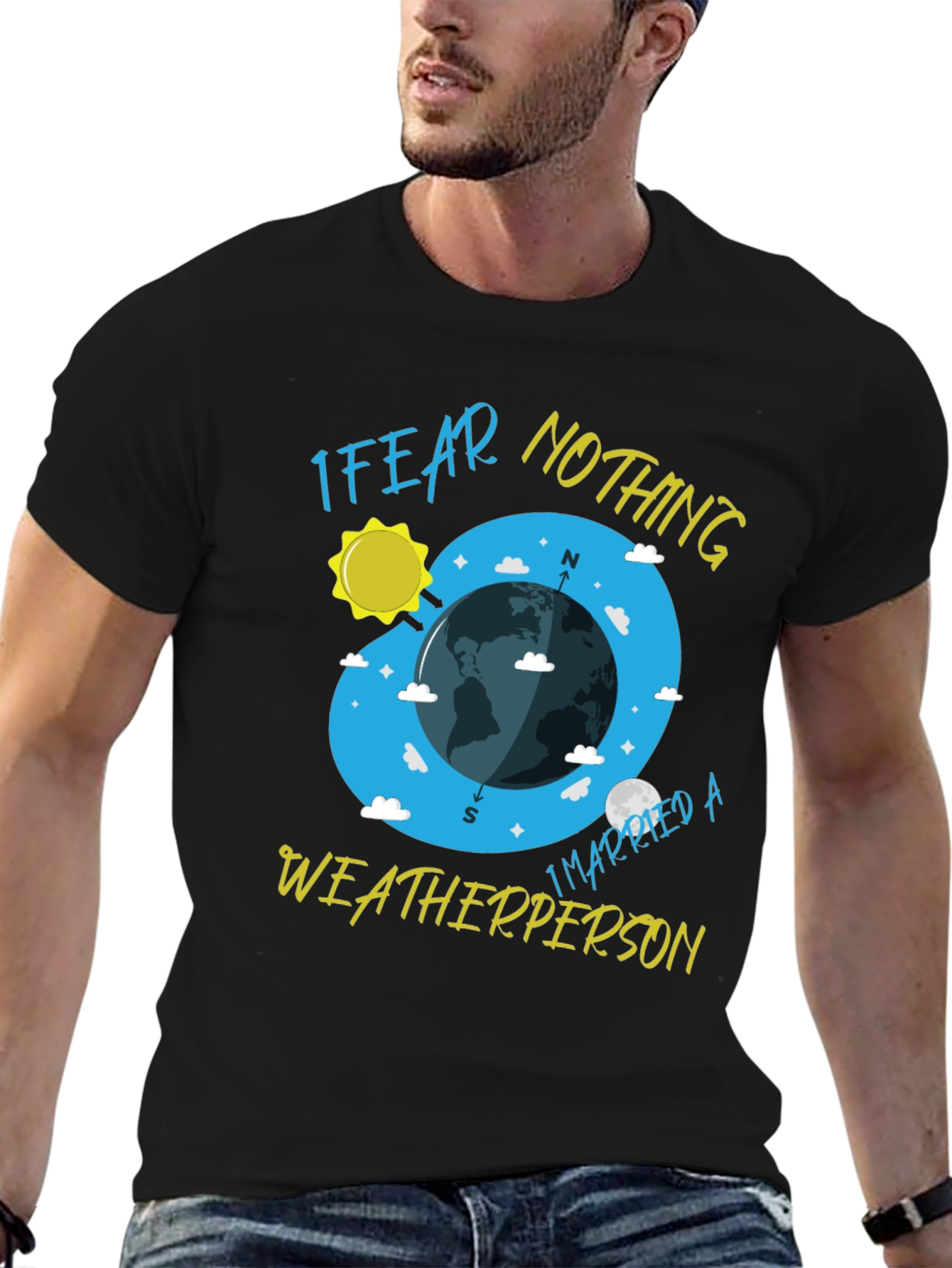 Black I Fear Nothing Weatherperson T-Shirt view 6