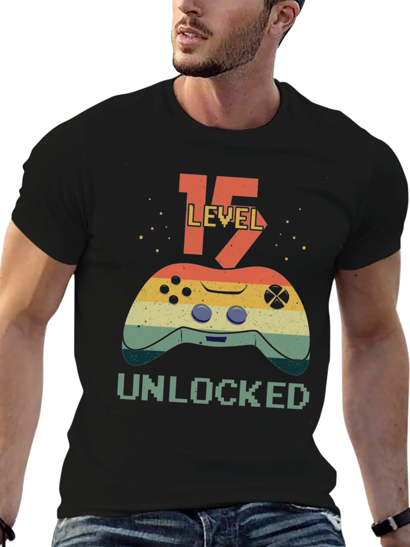 Level 15 Unlocked T-Shirt - Gamer Birthday Tee - 6