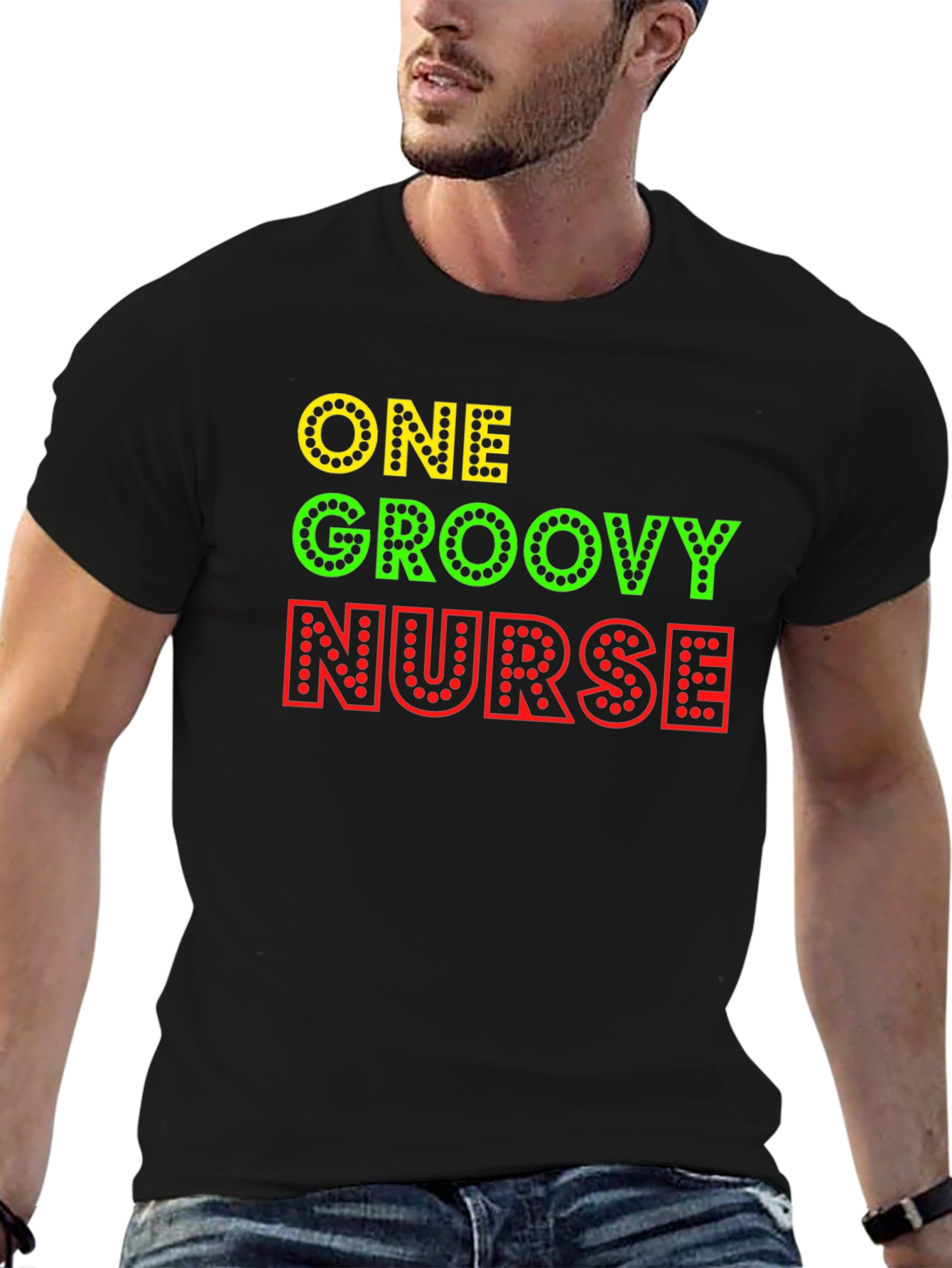 Black One Groovy Nurse Graphic T-Shirt view 6
