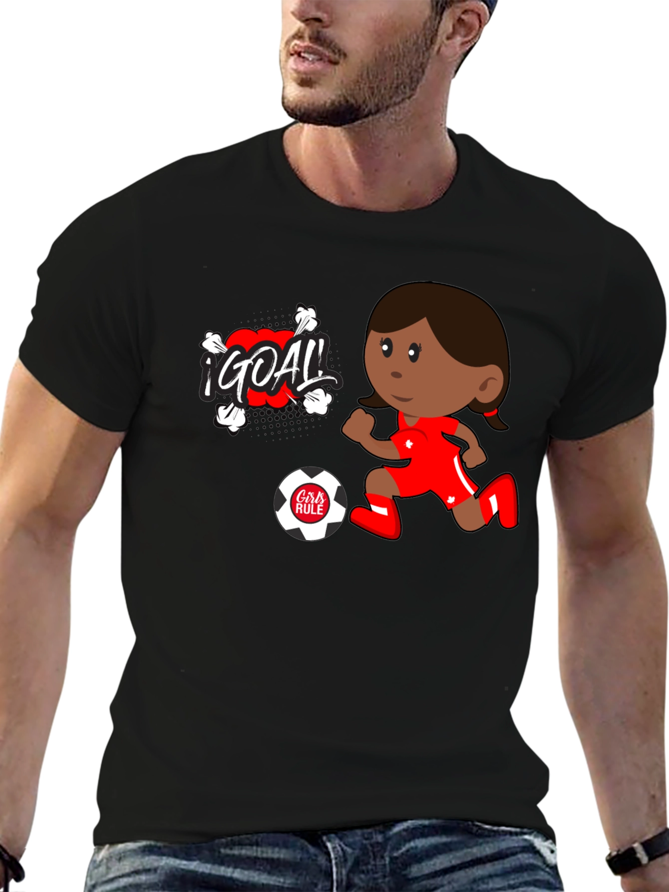 Black Girls Rule Soccer Goal T-Shirt view 6