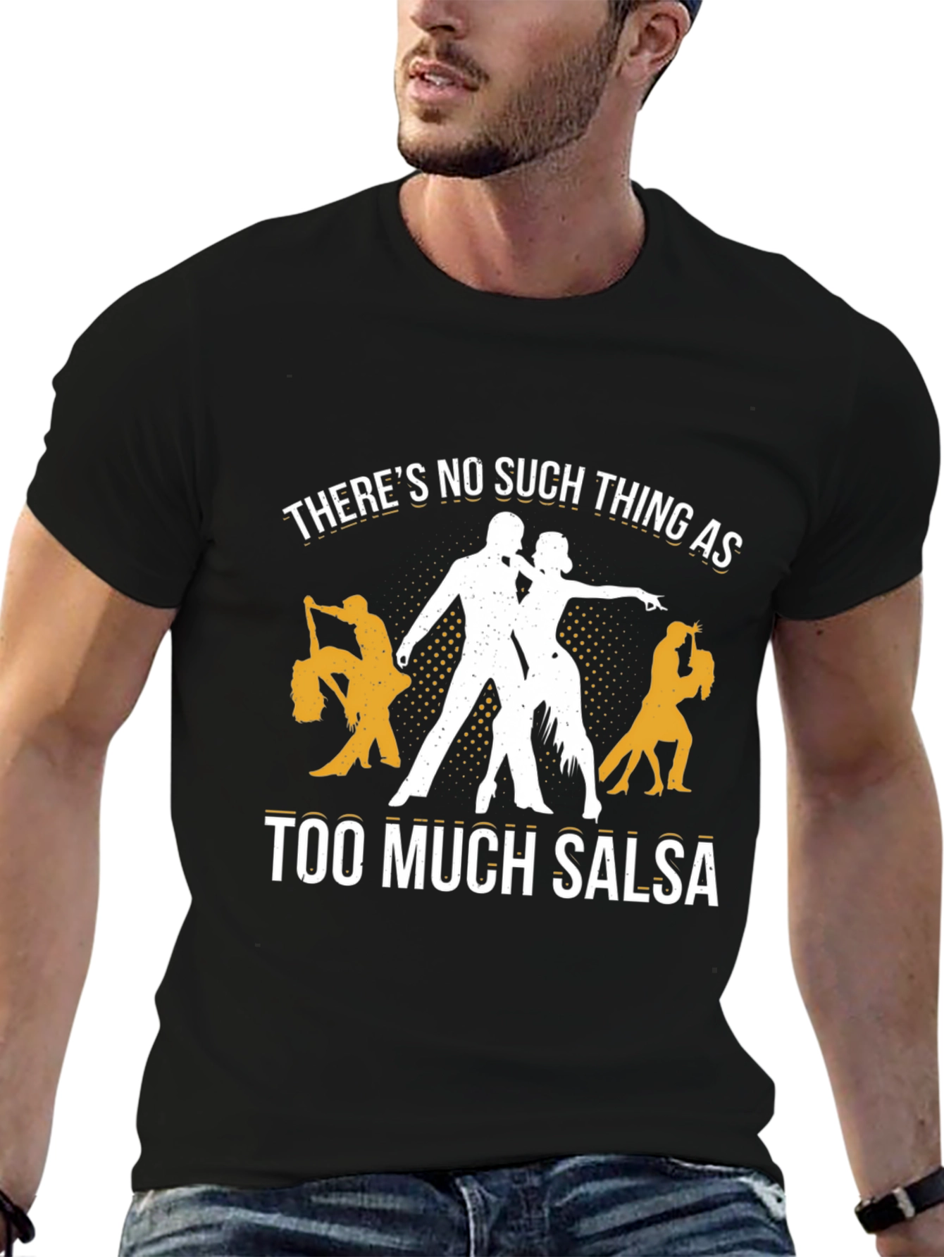 Black Salsa Dance T-Shirt: Too Much Salsa view 6