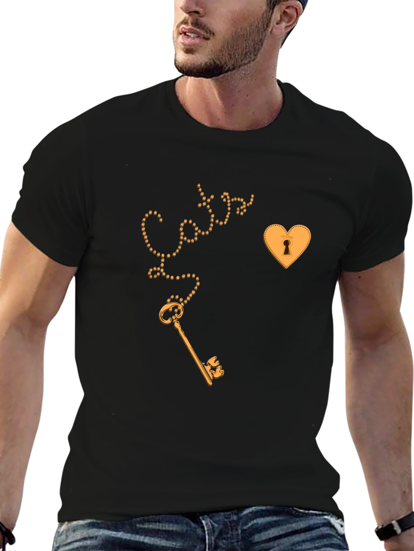 Black Key to My Heart Black Graphic Tee view 6