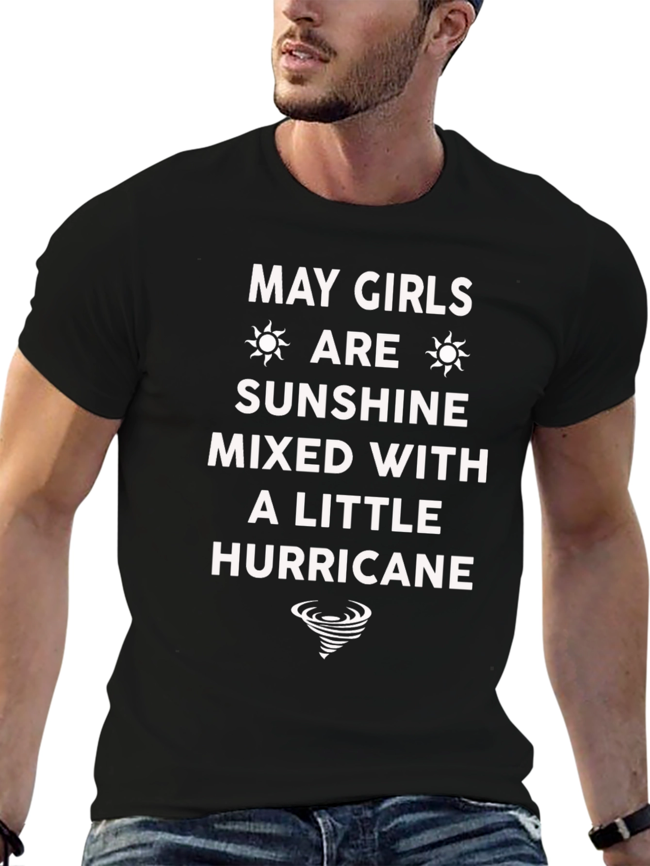 Black May Girls Sunshine Mixed With A Little Hurricane T-Shirt view 6