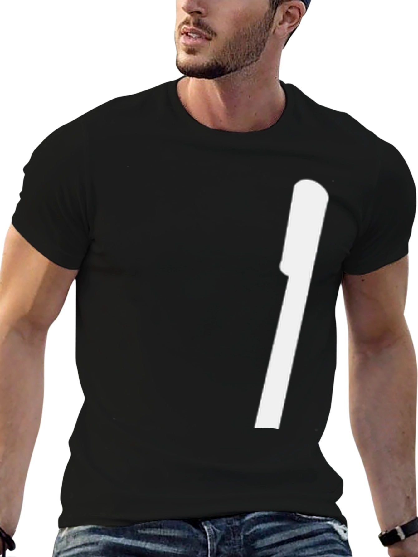 Black Modern Black Tee with Bold White Graphic view 6