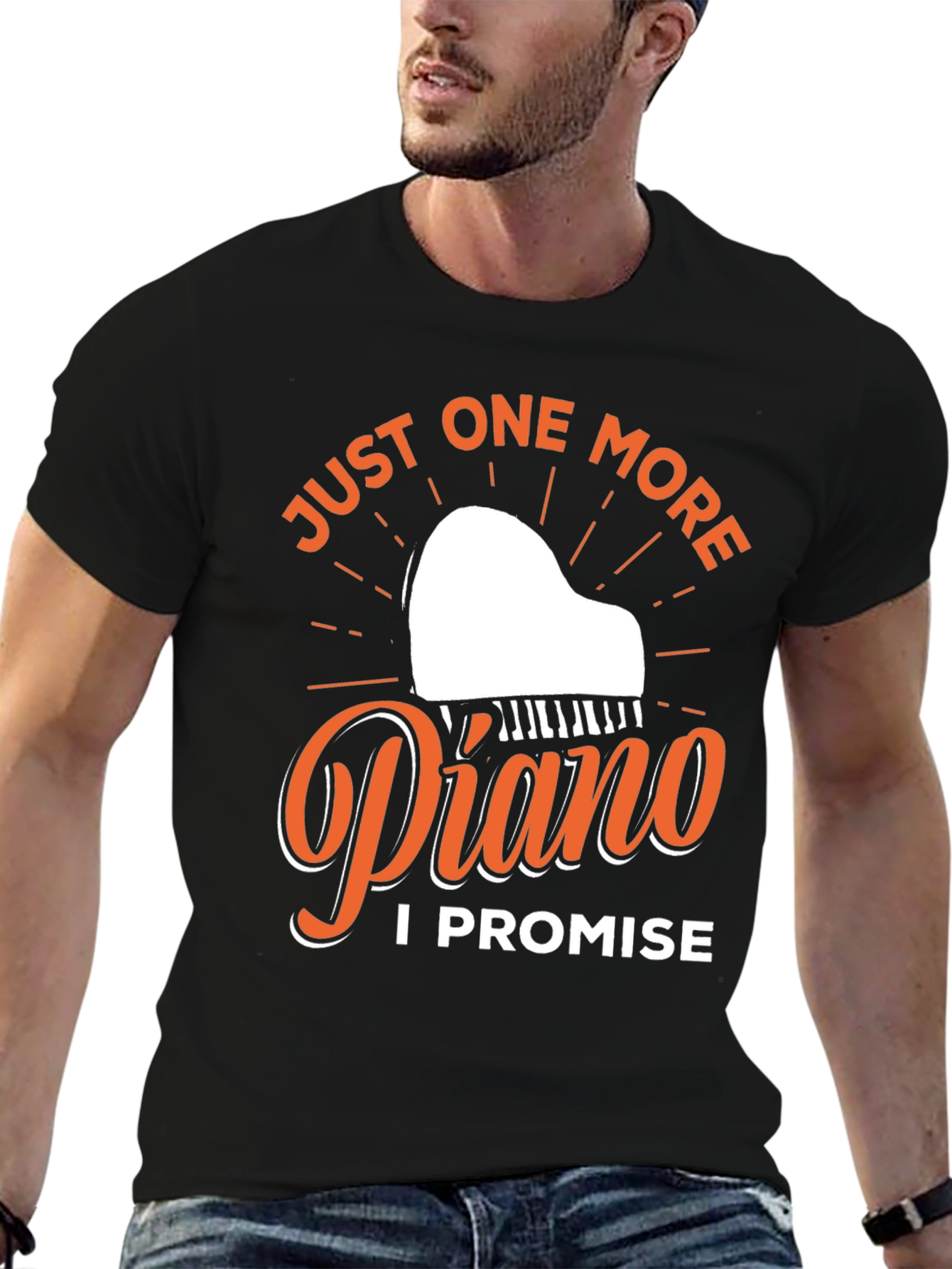 Black Just One More Piano T-Shirt - Musician Gift view 6
