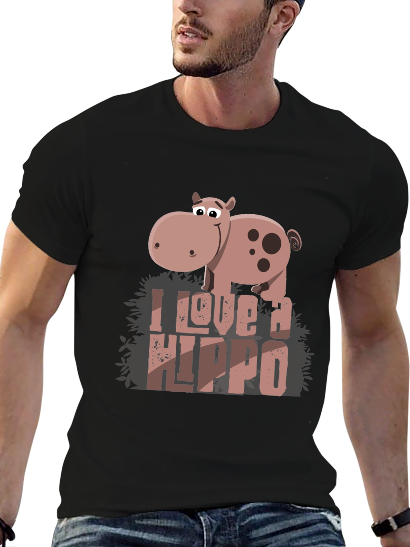 Black I Love a Hippo Graphic Tee view 6