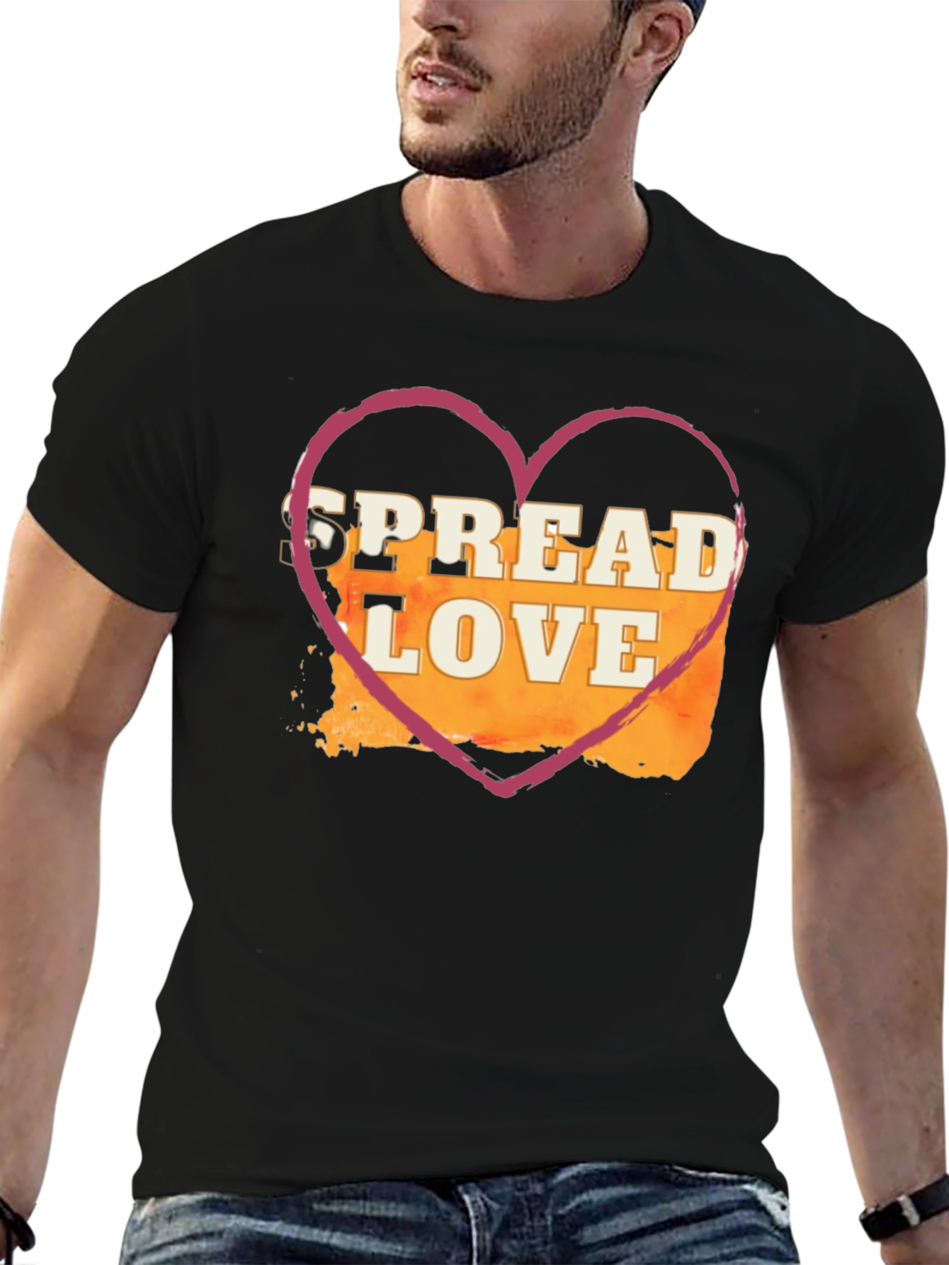 Black Spread Love T-Shirt - Heart Graphic Tee view 6