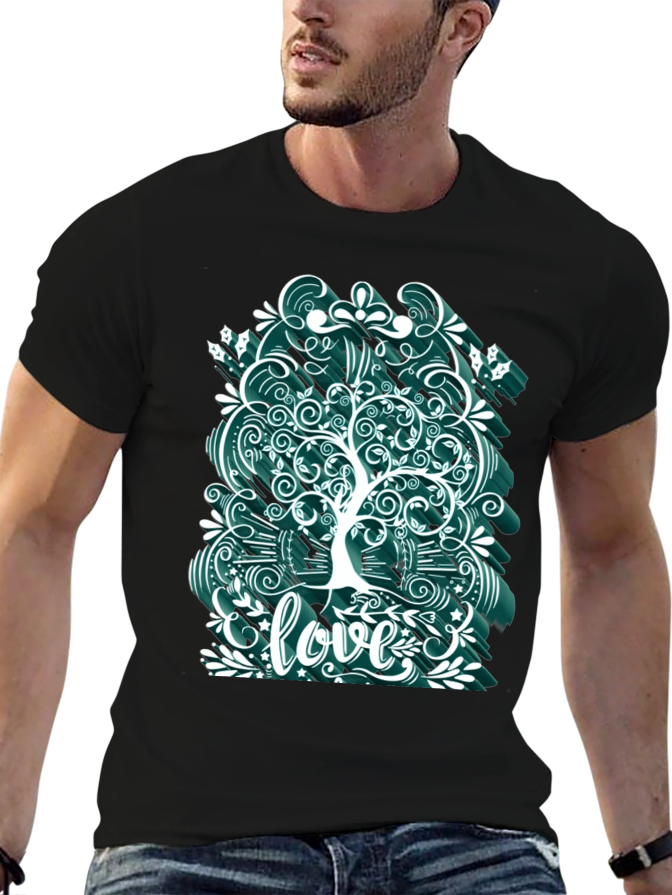 Black Love Tree Graphic Tee - Unique Artistic Design view 6