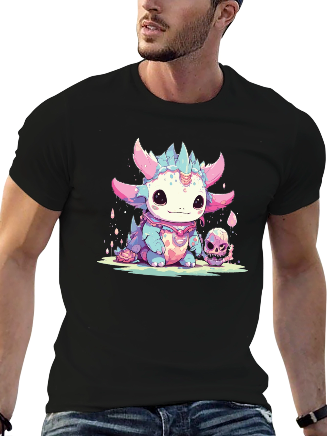 Black Kawaii Dragon Tee - Spooky Cute Style view 6