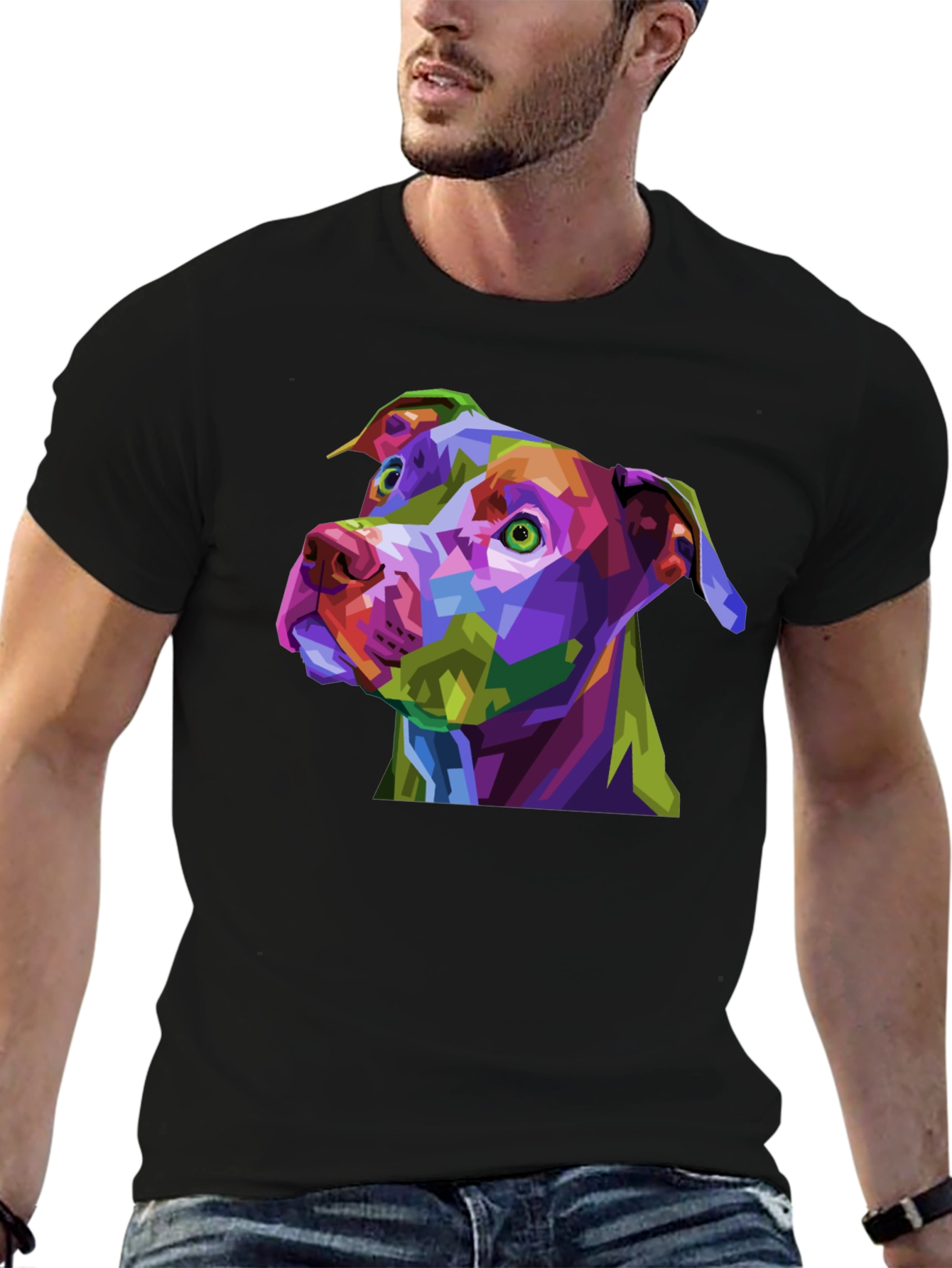 Black Abstract Dog Graphic Black T-Shirt view 6