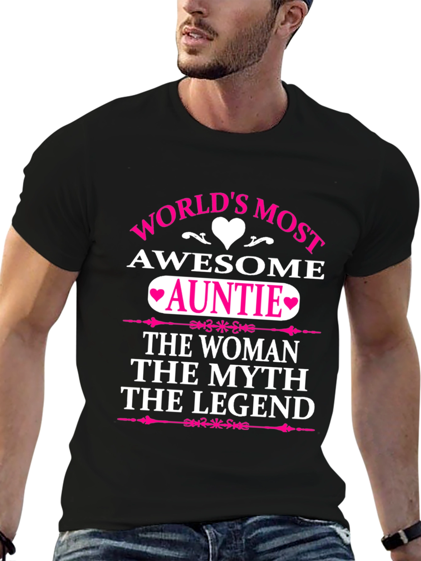 Black World's Most Awesome Auntie T-Shirt view 6