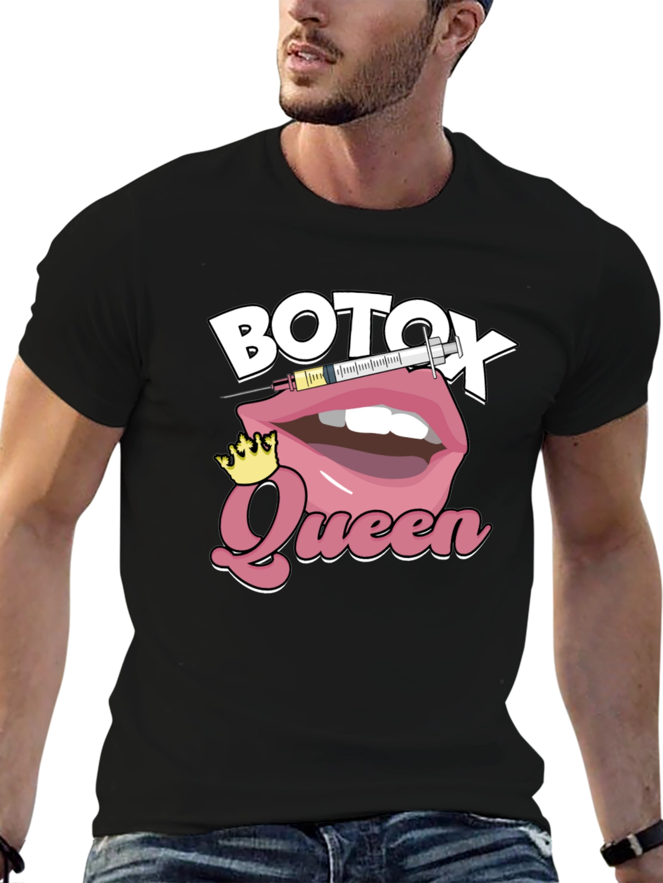 Black Botox Queen Graphic T-Shirt - Black Cotton Blend view 6