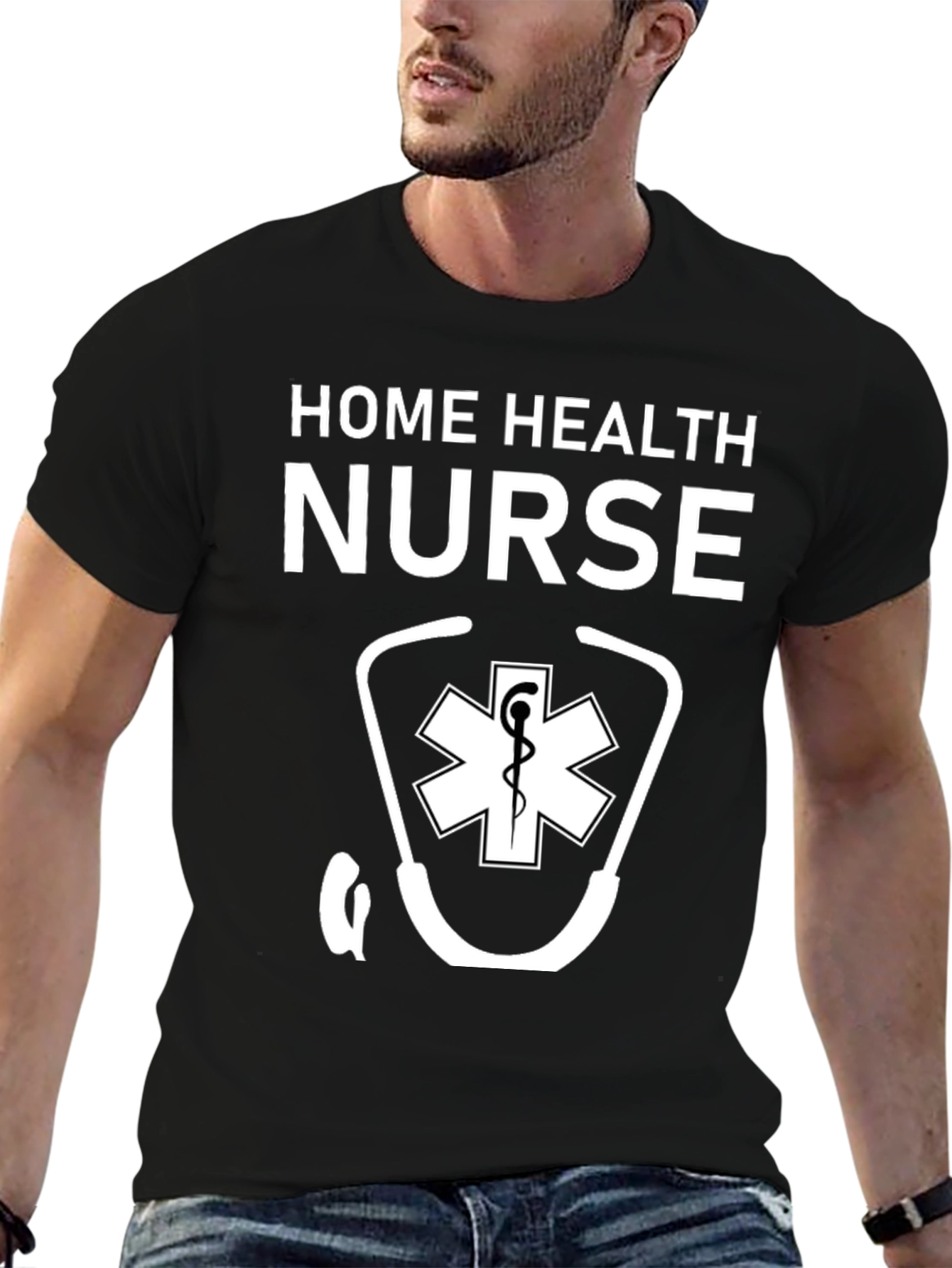 Black Home Health Nurse Graphic T-Shirt view 6