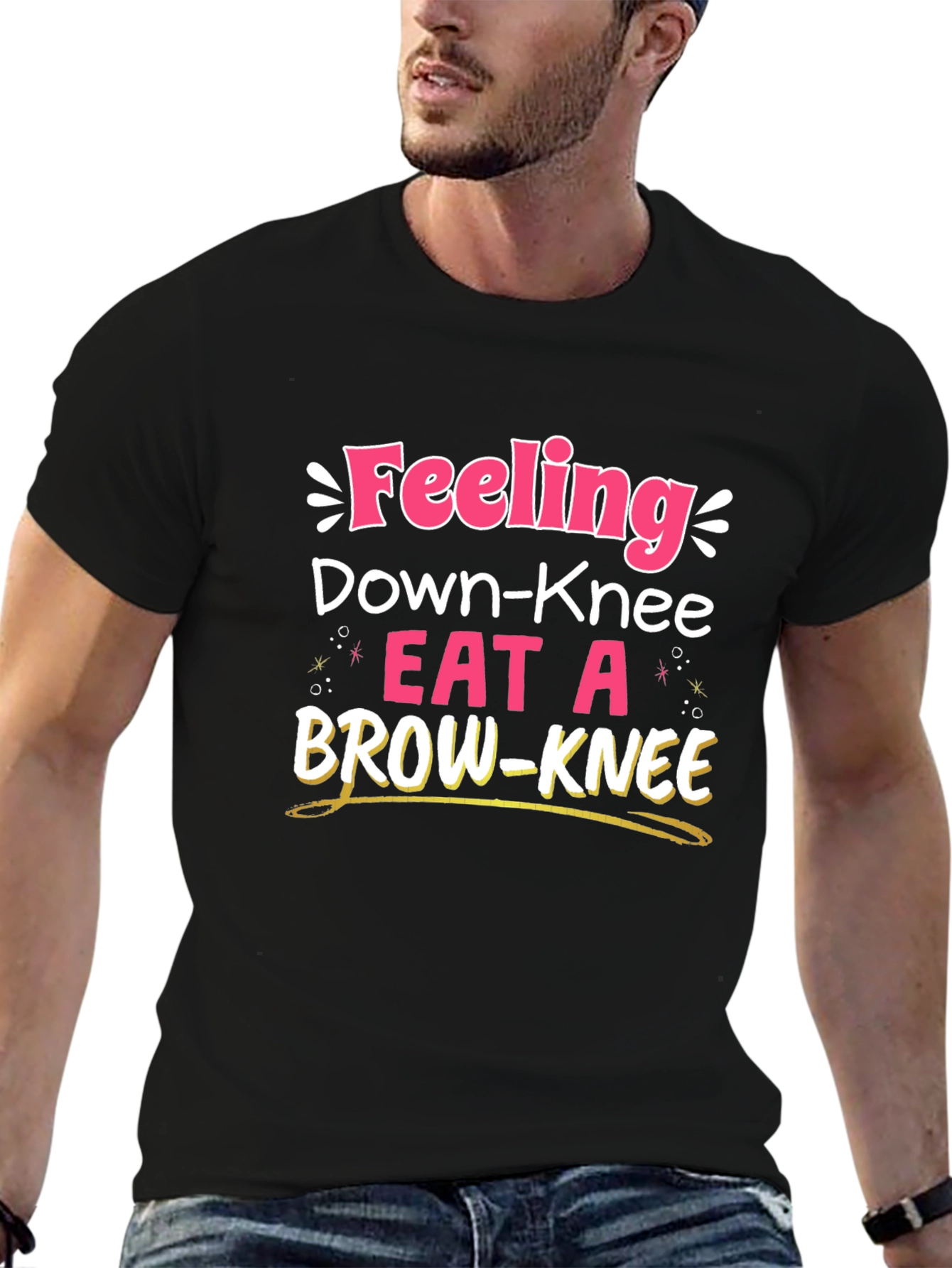 Black Eat A Brown-Knee T-Shirt - Funny Pun view 6