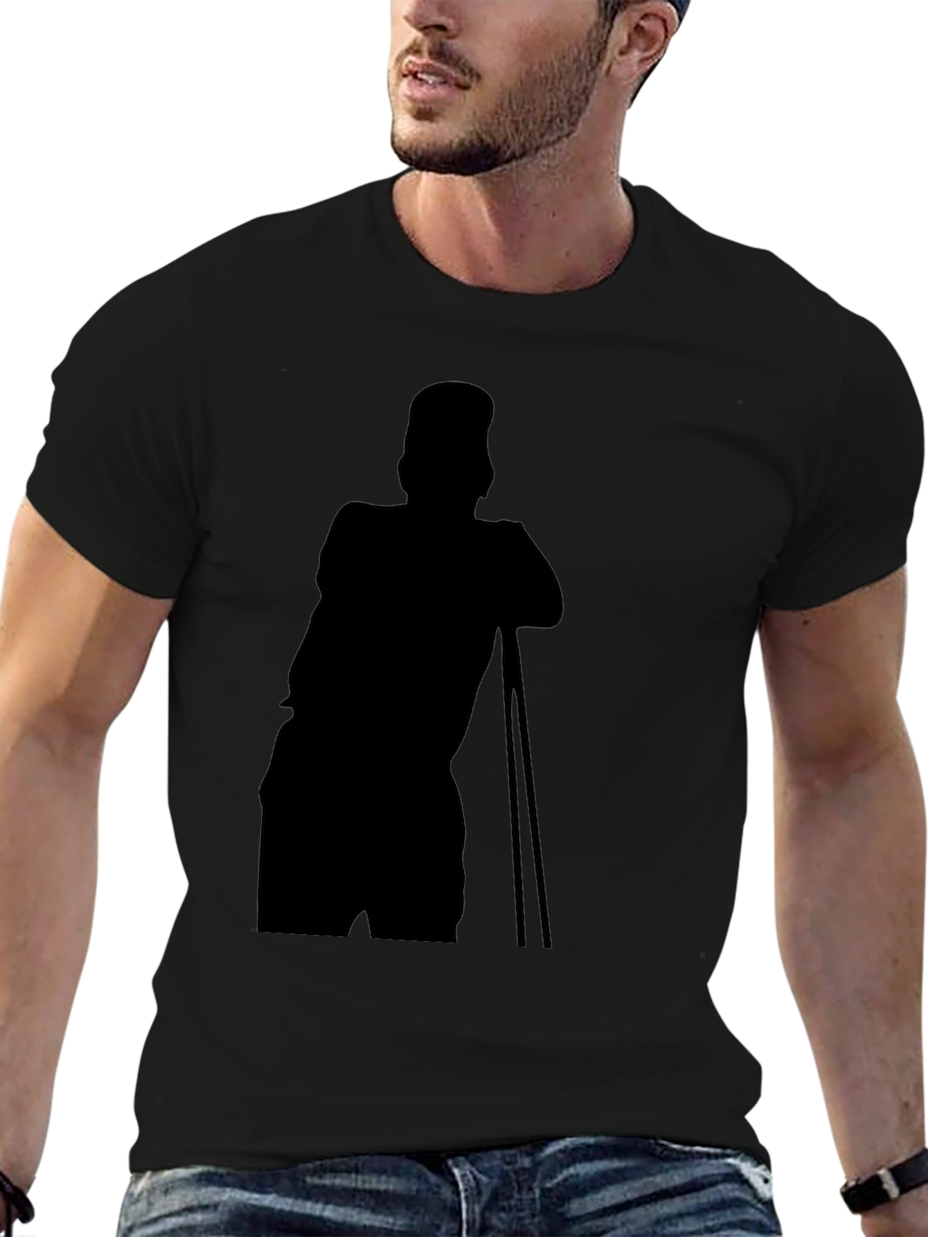 Black Stylish Black T-Shirt with Silhouette Print view 6