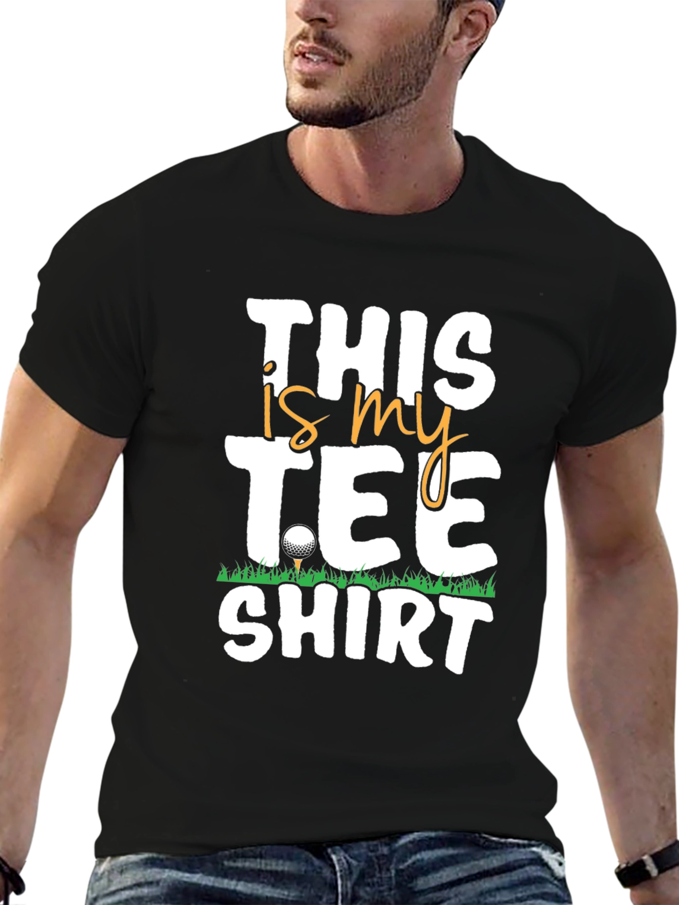Black Golf Tee Shirt - This is My Tee Shirt - Black view 6