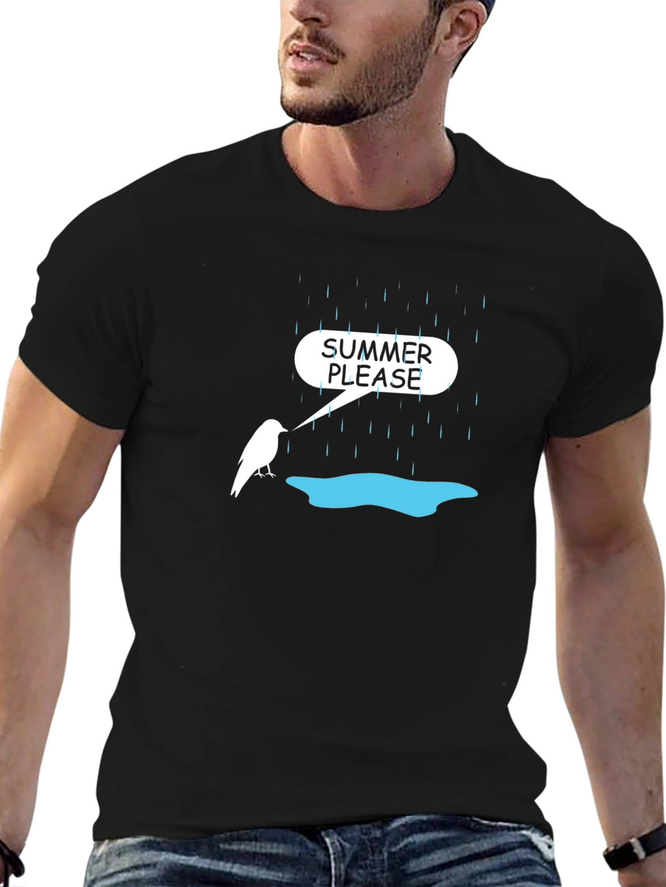Black Summer Please Graphic Tee - Black view 6