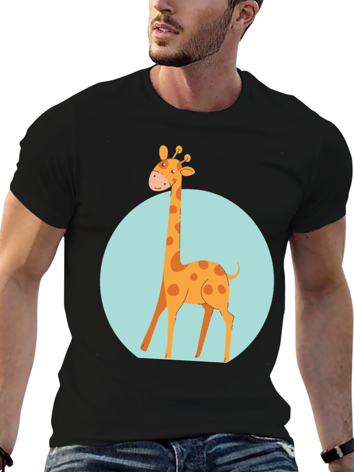 Black Giraffe Graphic Tee - Unisex Black T-Shirt view 6