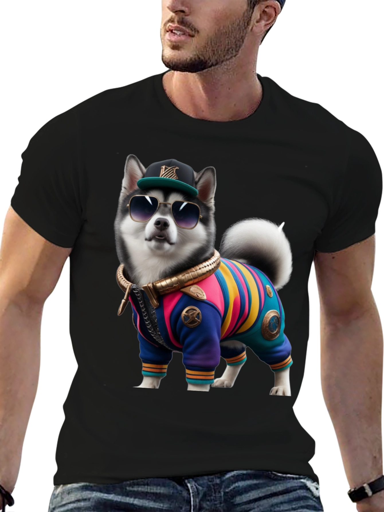 Black Dog in Outfit Graphic Tee view 6