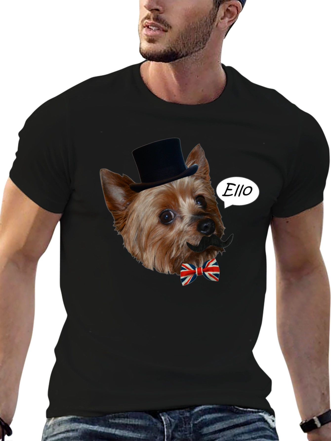 Black Dog with Mustache T-Shirt view 6