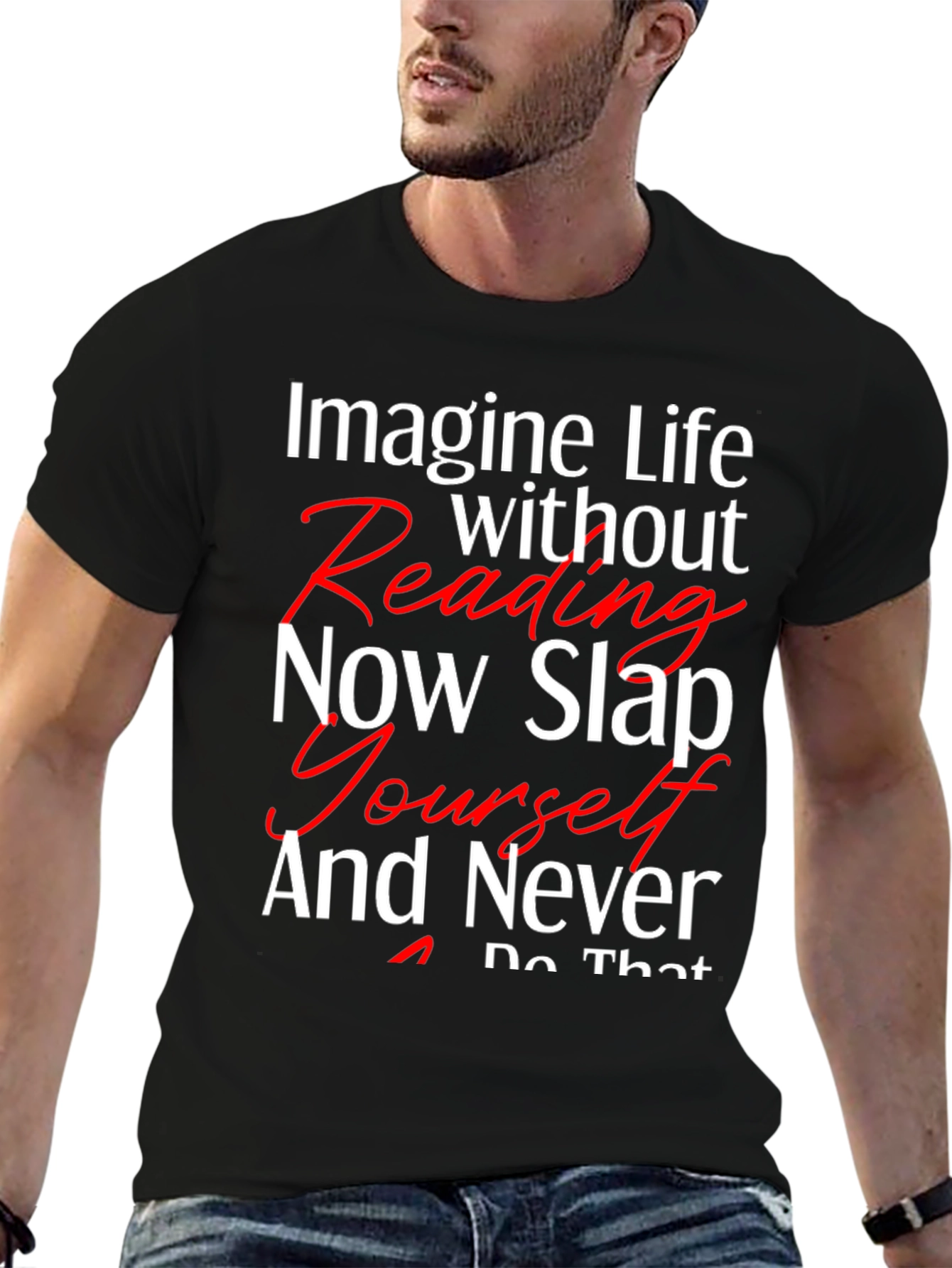 Black Imagine Life Reading T-Shirt - Unisex Funny Tee view 6