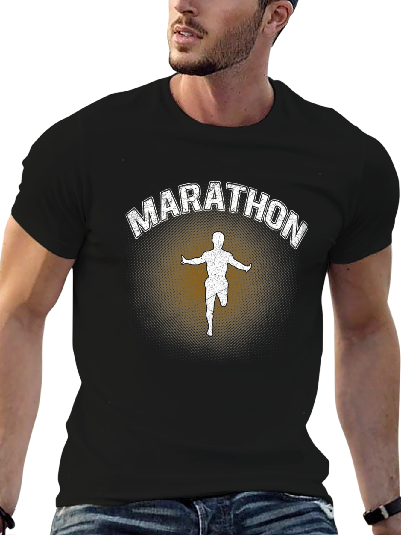 Black Marathon Runner Graphic Tee - Black view 6