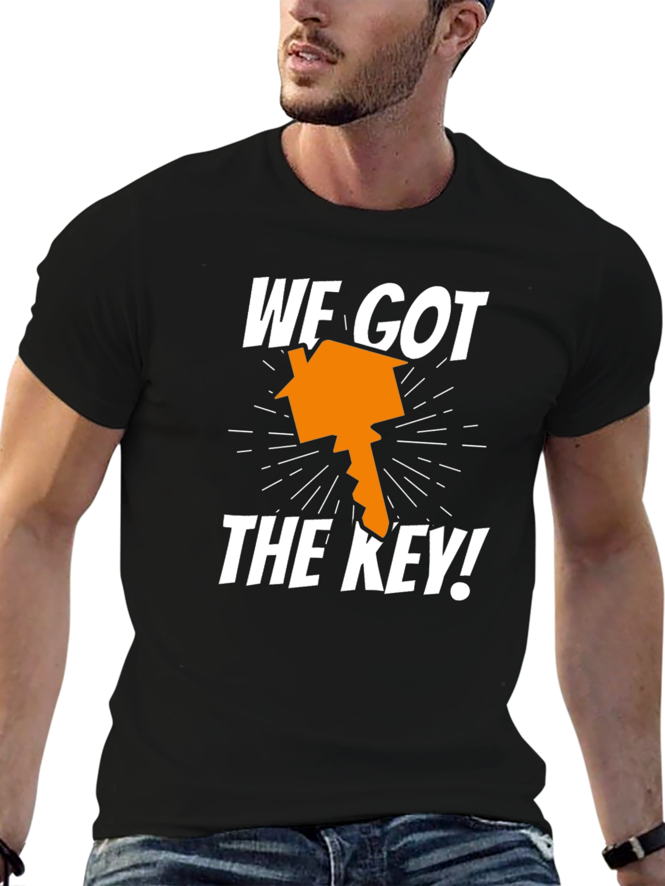 Black We Got The Key! Housewarming T-Shirt view 6