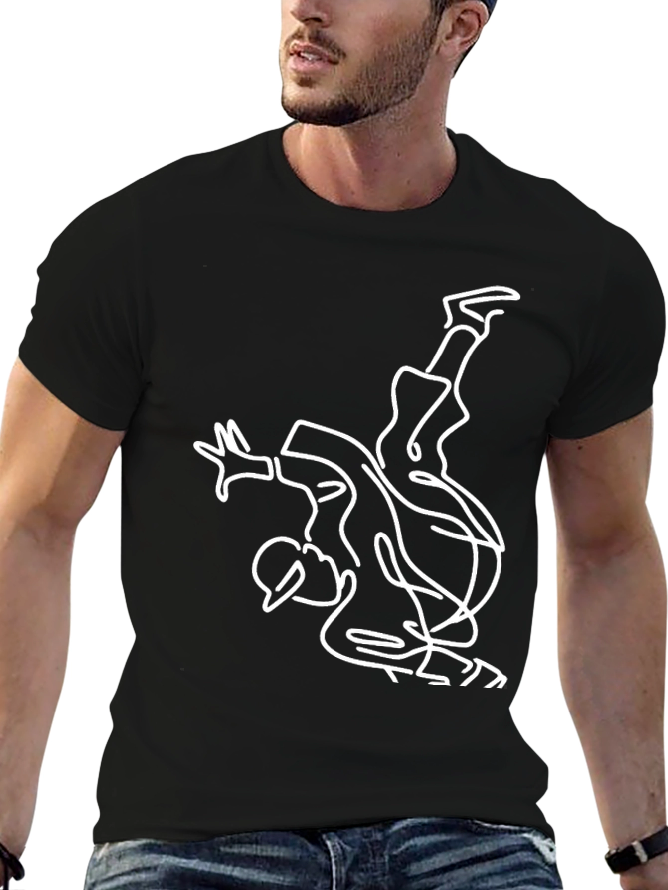 Black Modern Breakdance T-Shirt - Black Graphic Tee view 6