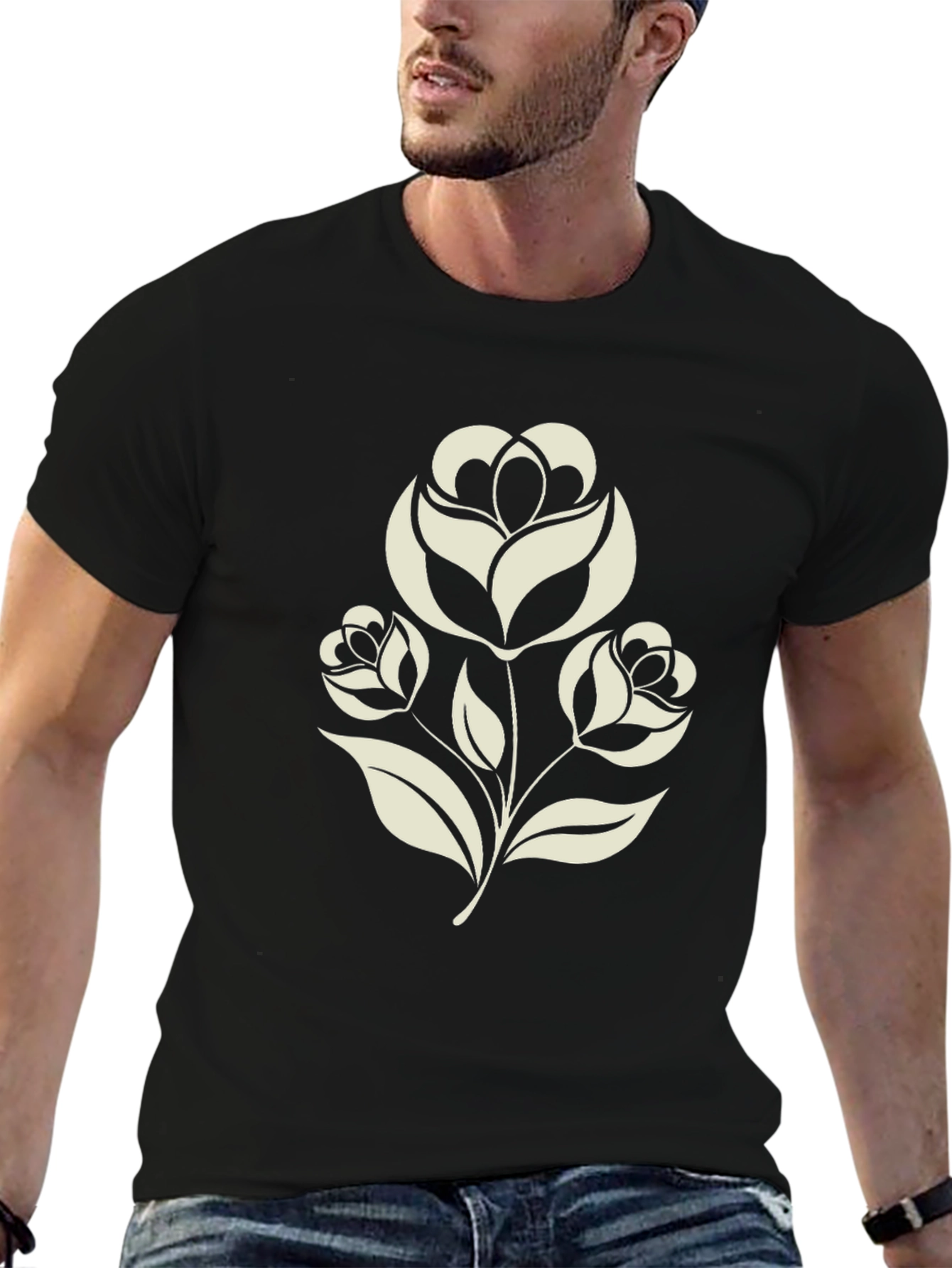 Black Floral Graphic Tee - Black view 6