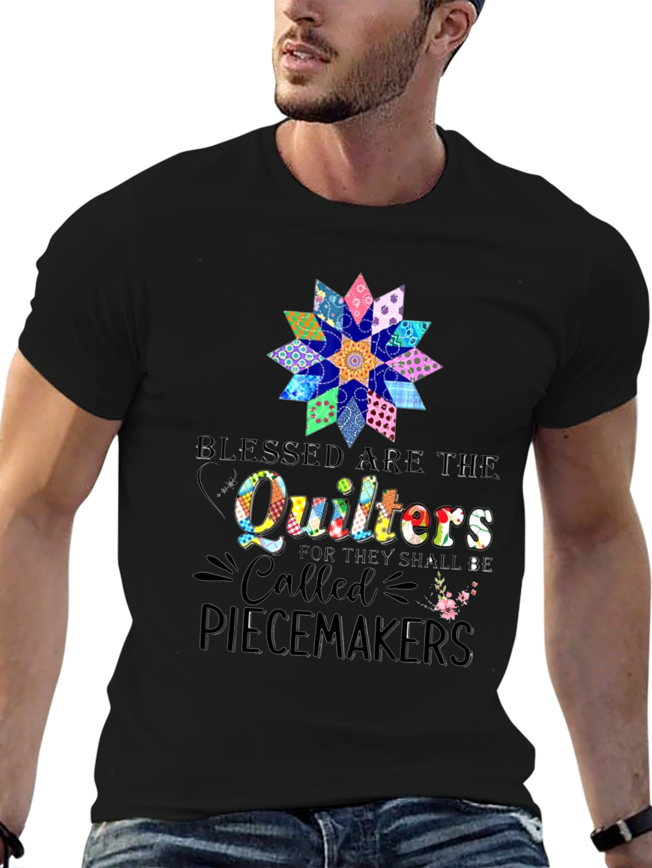 Black Quilters Piecemakers Black Graphic T-Shirt view 6