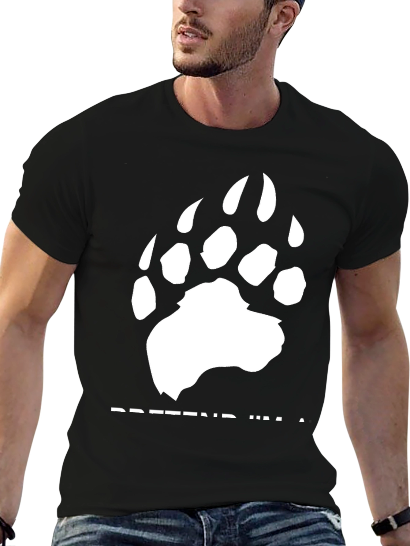 Black Pretend I'm a Bear Graphic Tee - Black view 6