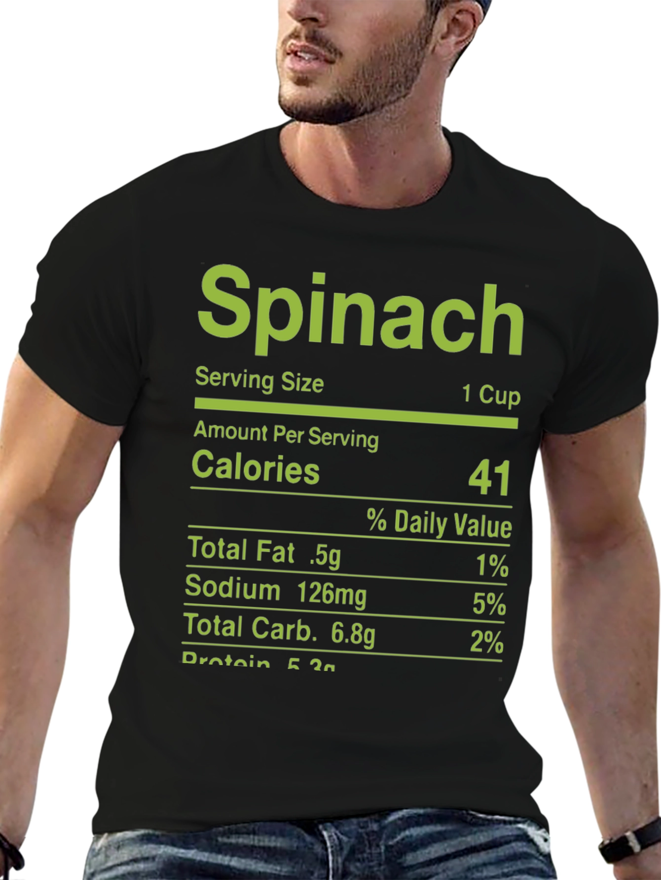 Black Spinach Nutrition Facts T-Shirt - Novelty Tee view 6