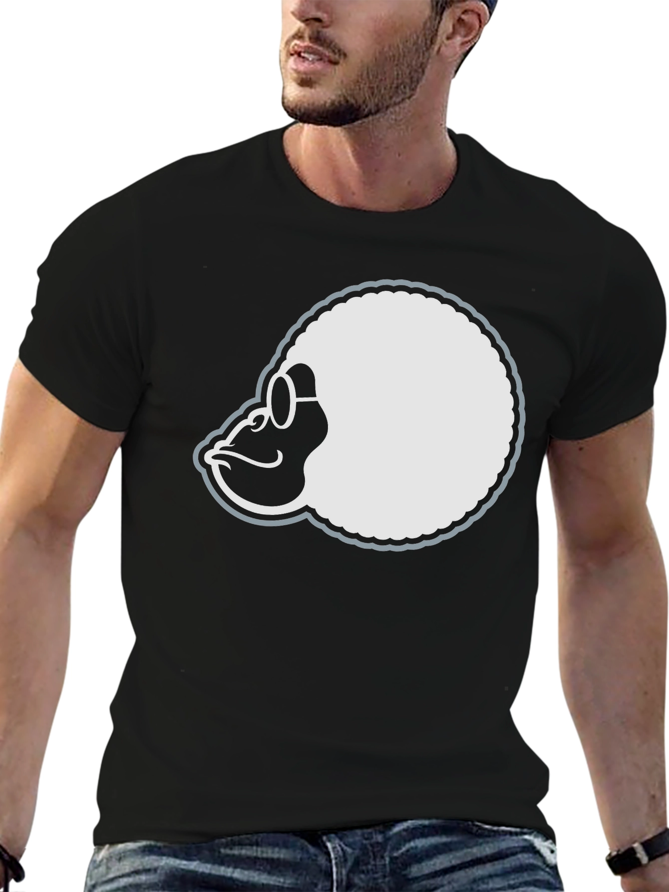 Black Retro Gorilla Tee - Black Cotton T-Shirt view 6