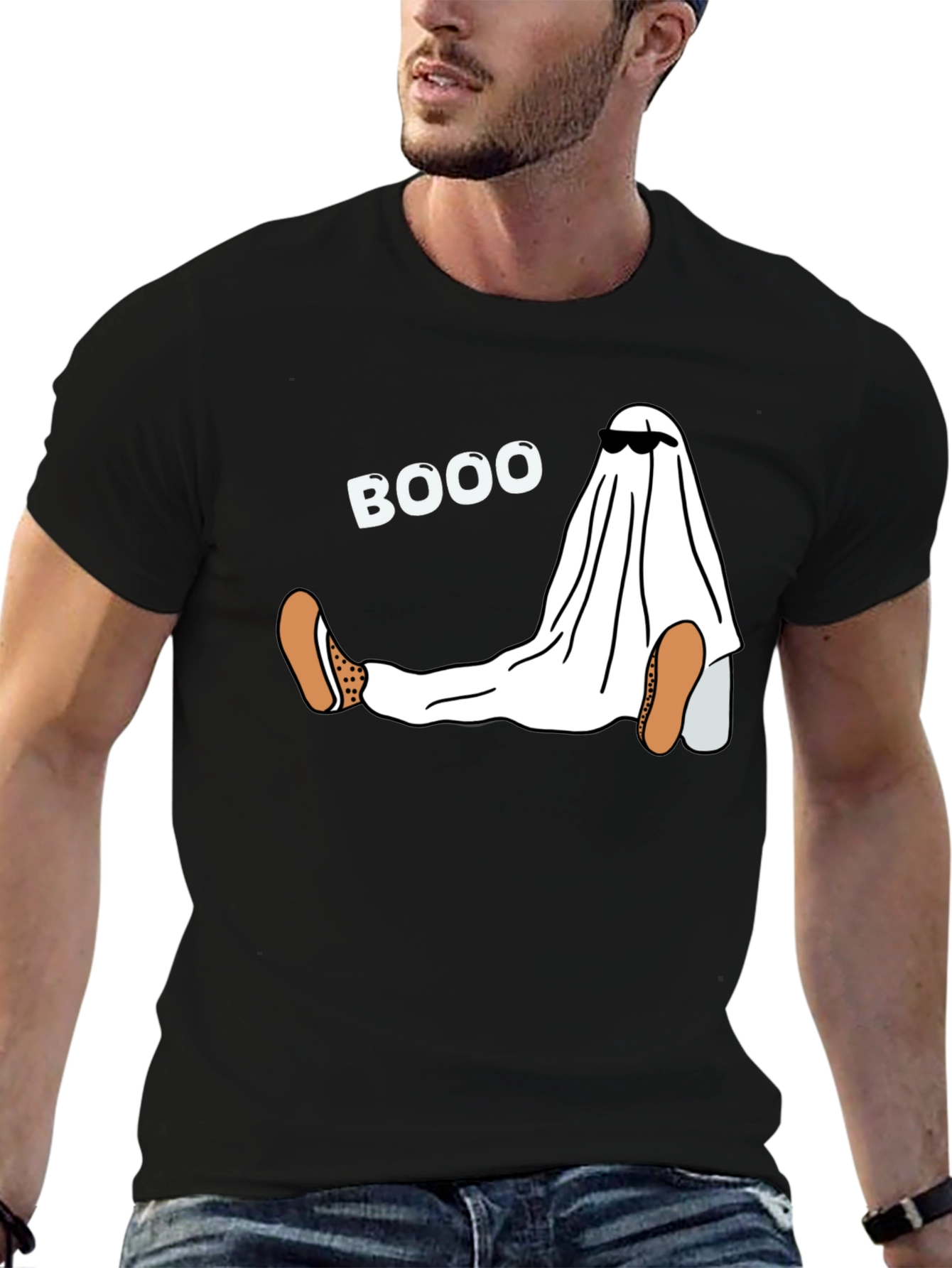 Black Funny Halloween Ghost Boo T-Shirt view 6