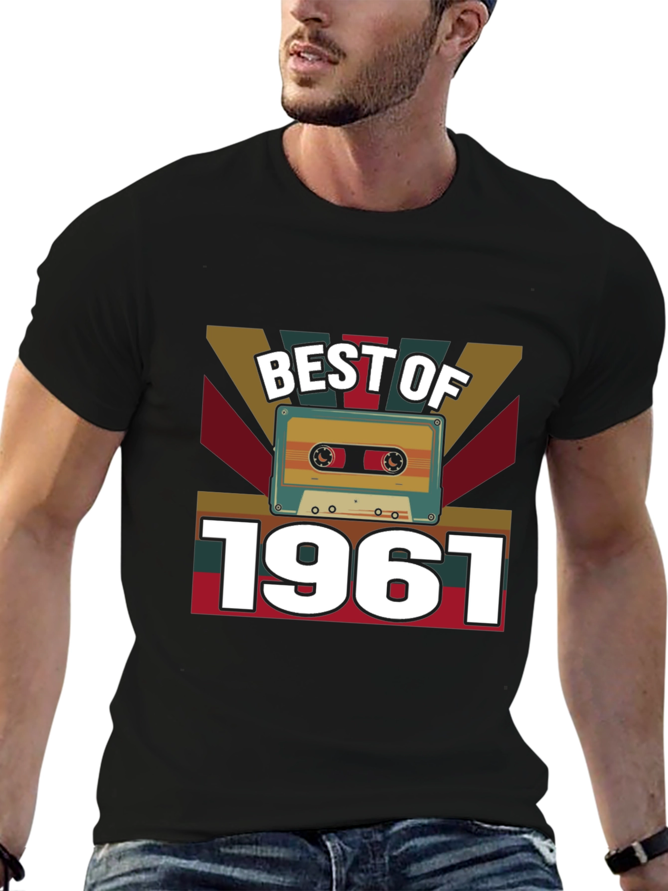 Black Best of 1961 Cassette Tape Graphic T-Shirt view 6