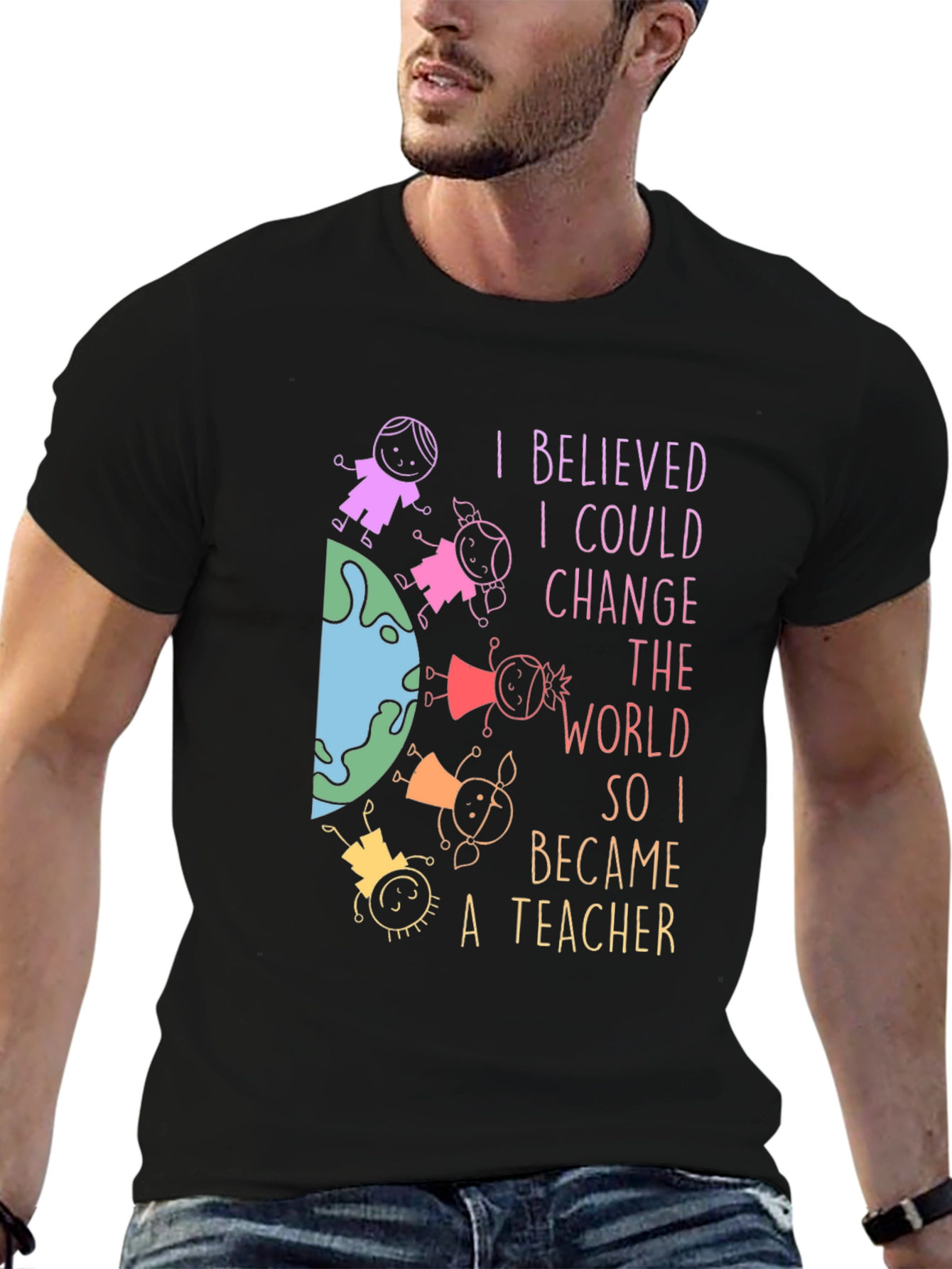 Black Teacher T-Shirt: Change the World view 6
