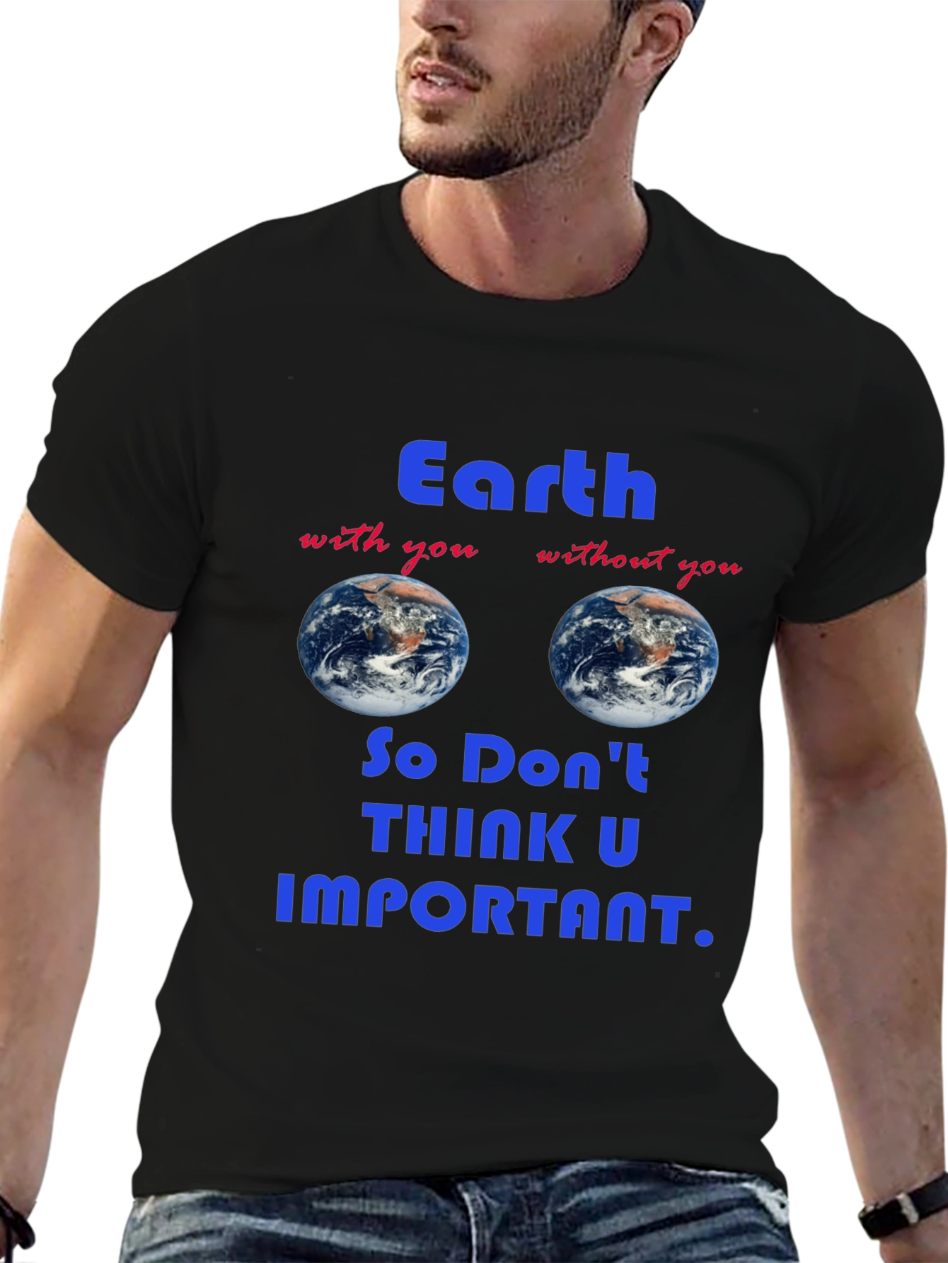 Black Earth T-Shirt - Humorous Graphic Tee view 6