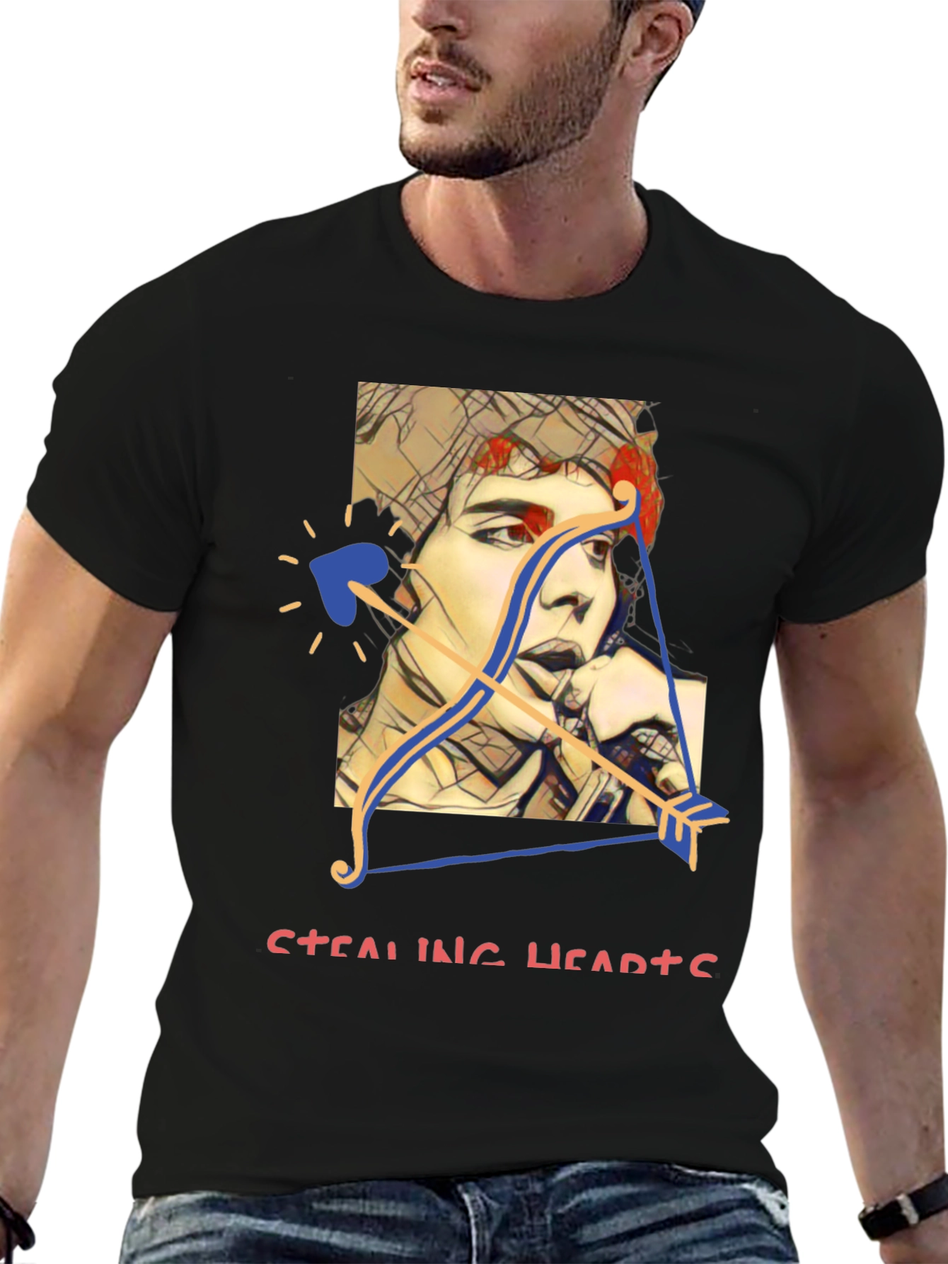 Black Stealing Hearts Graphic Tee view 6