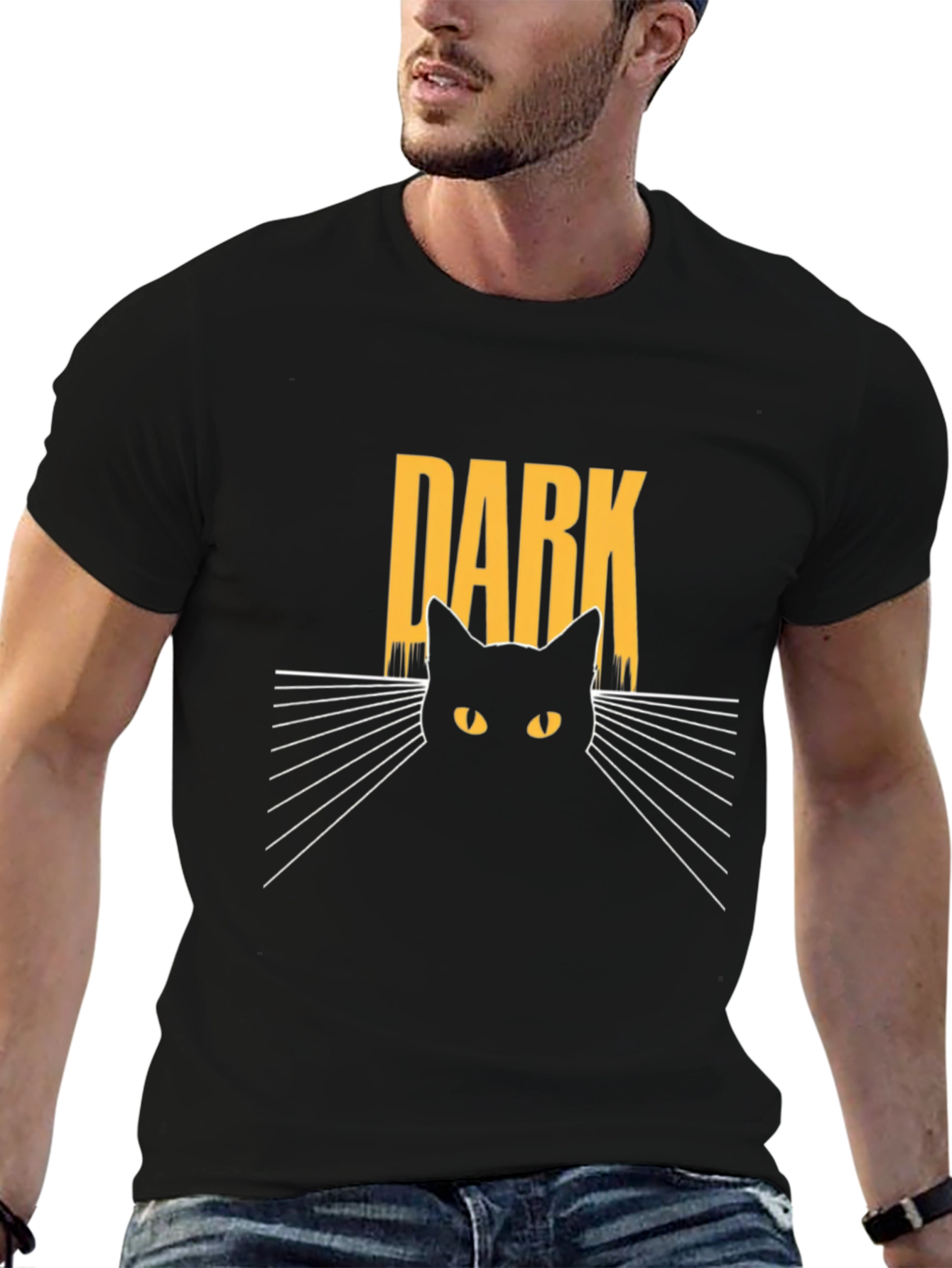 Black Dark Cat Graphic Tee - Men's Black T-Shirt view 6