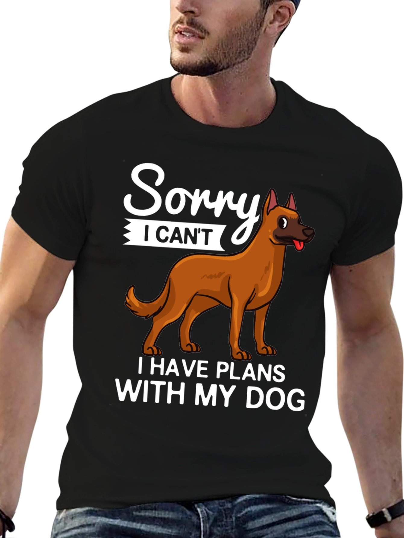 Black Sorry I Can't Dog T-Shirt view 6