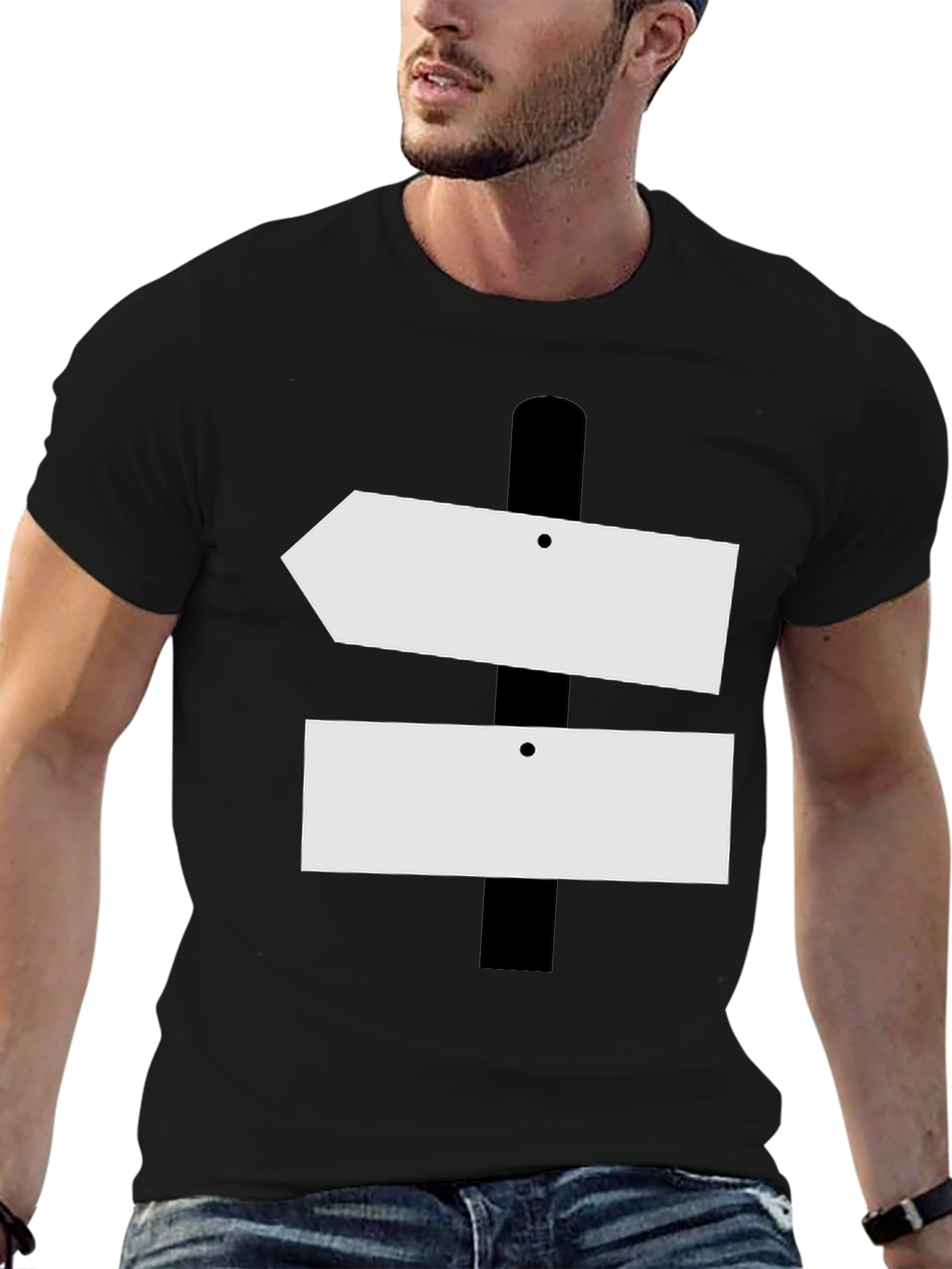 Black Directional Sign T-Shirt - Novelty Graphic Tee view 6