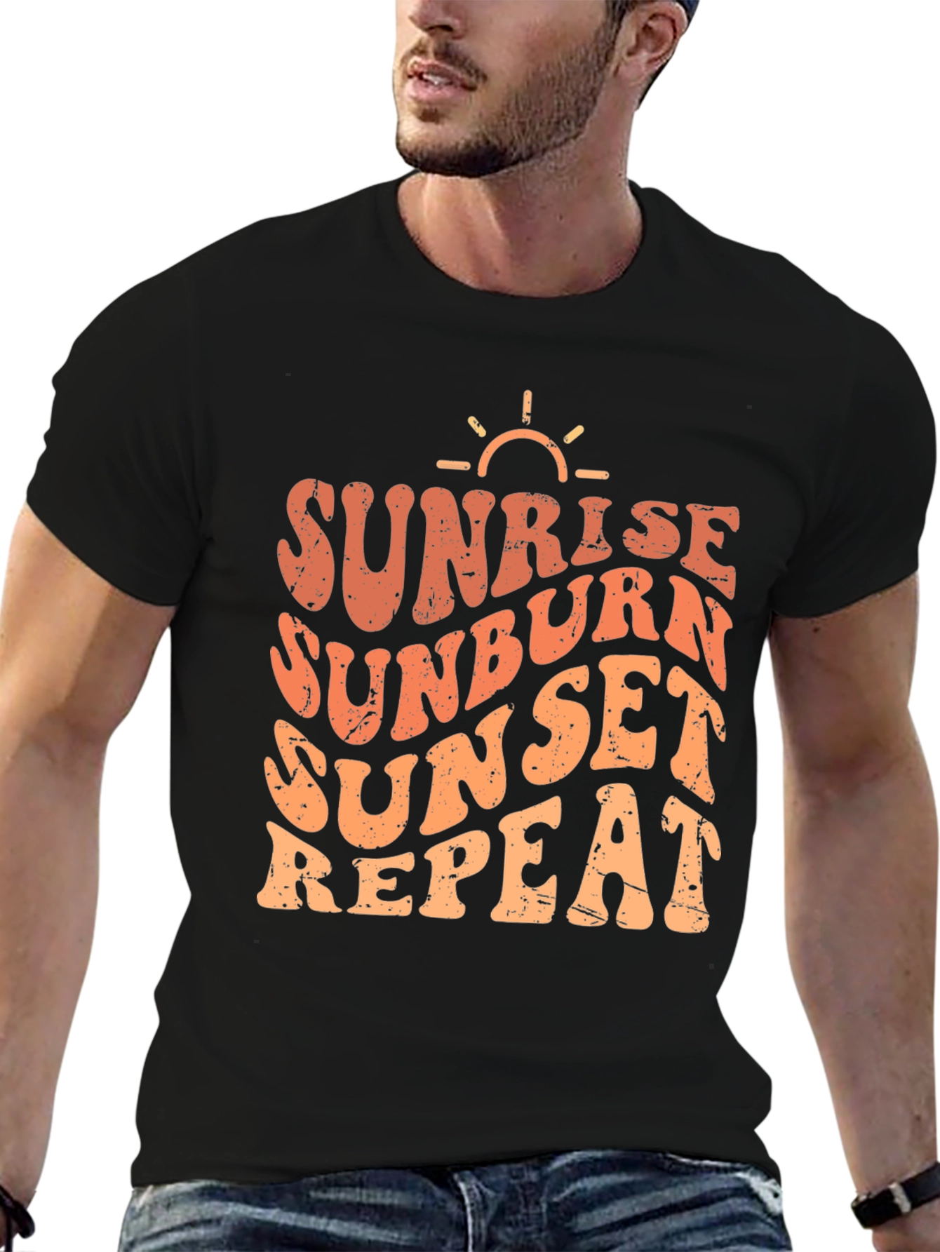 Black Sunrise Sunburn Sunset Repeat T-Shirt view 6